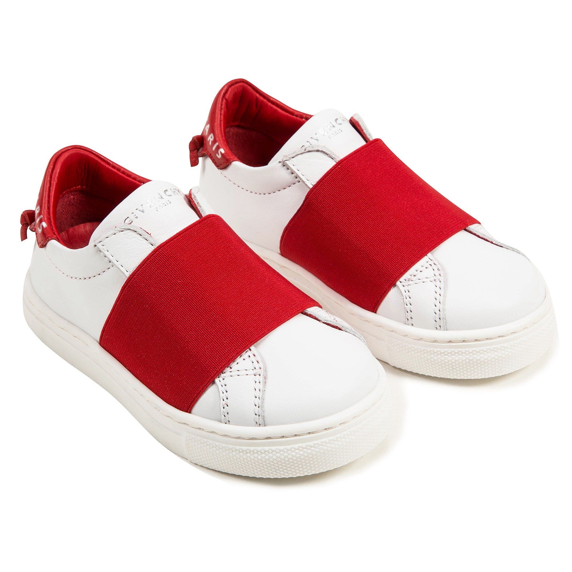 Girls White & Red Cuir Shoes