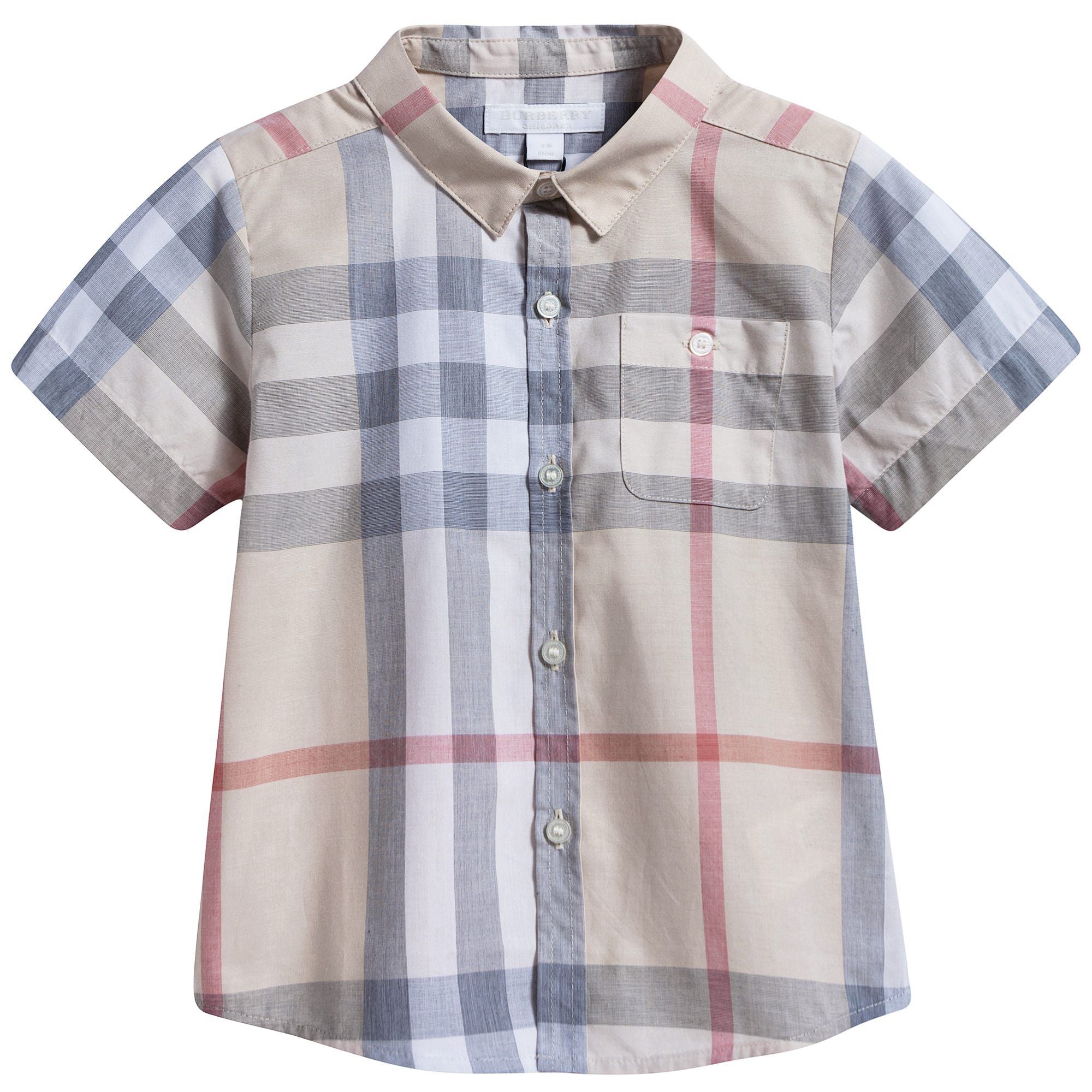 Baby Boys Beige Check Cotton T-shirt