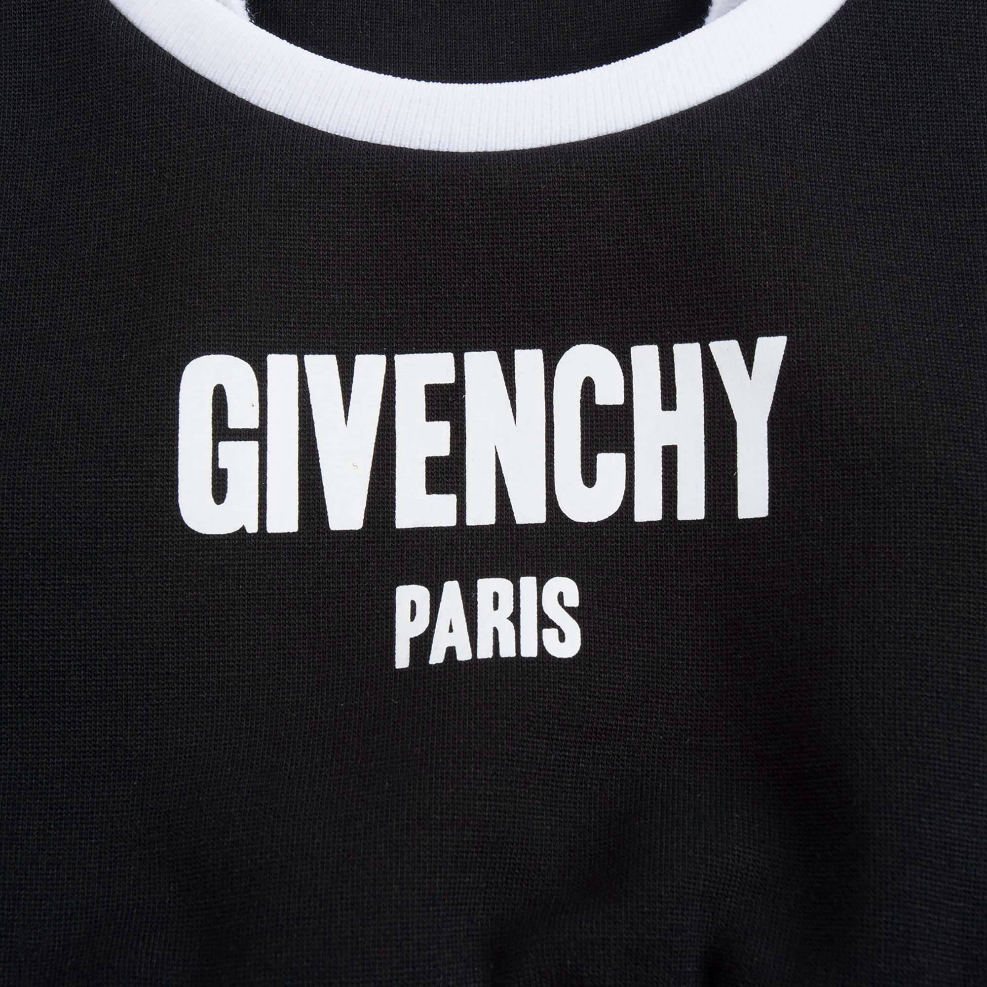 Girls Black Cropped Logo Cotton Top