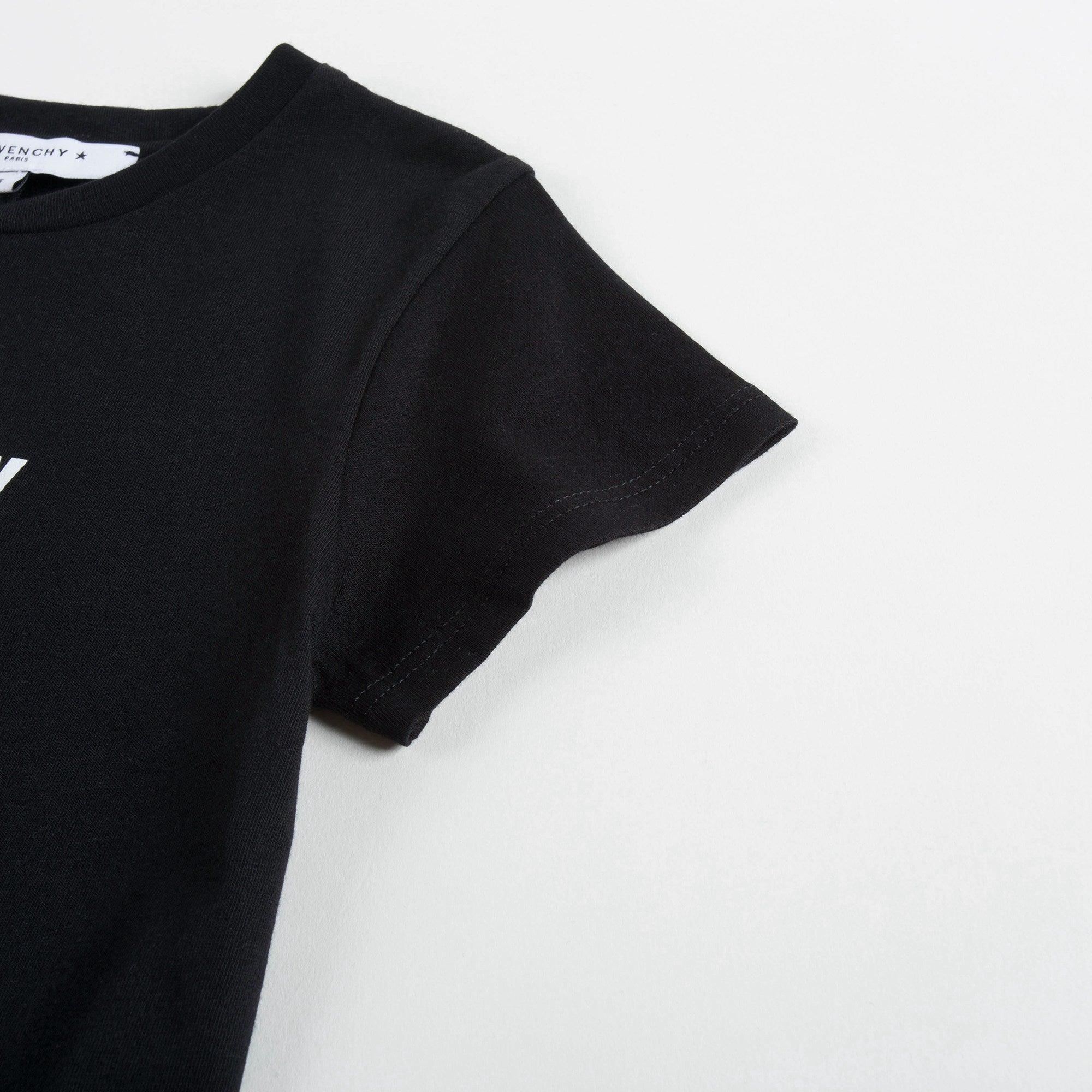 Girls Black Cotton Logo T-shirt