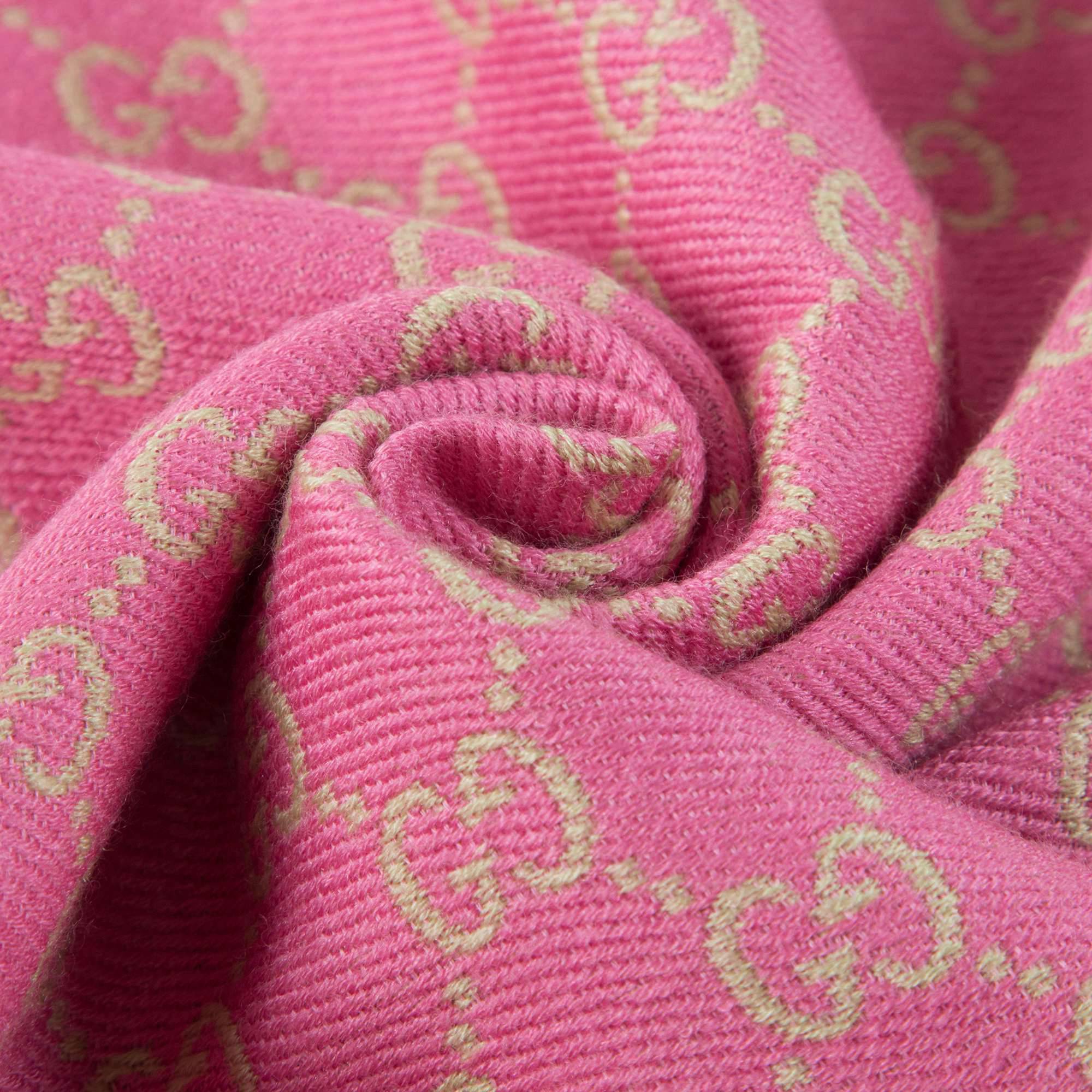 Girls Pink & Yellow Wool Silk Scarf