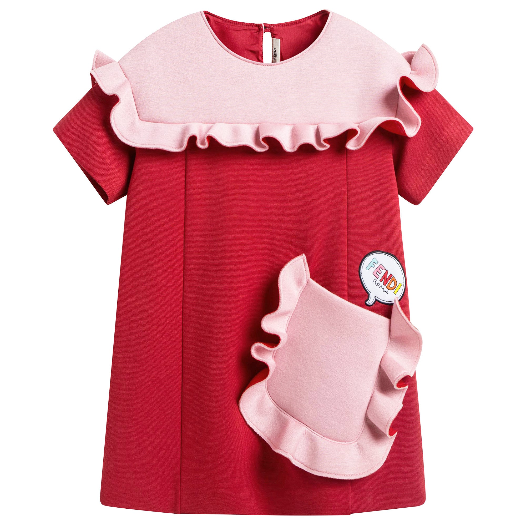 Girls Red & Pink Neoprene Dress