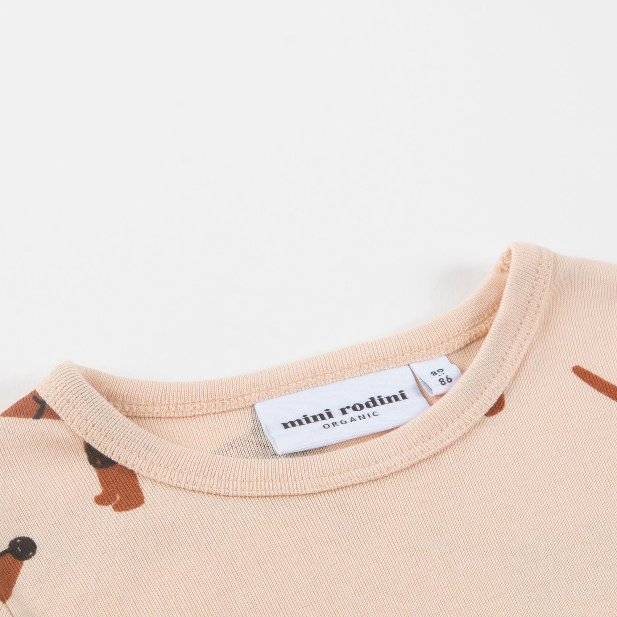 Girls Beige Organic Cotton "Dog" T-shirt