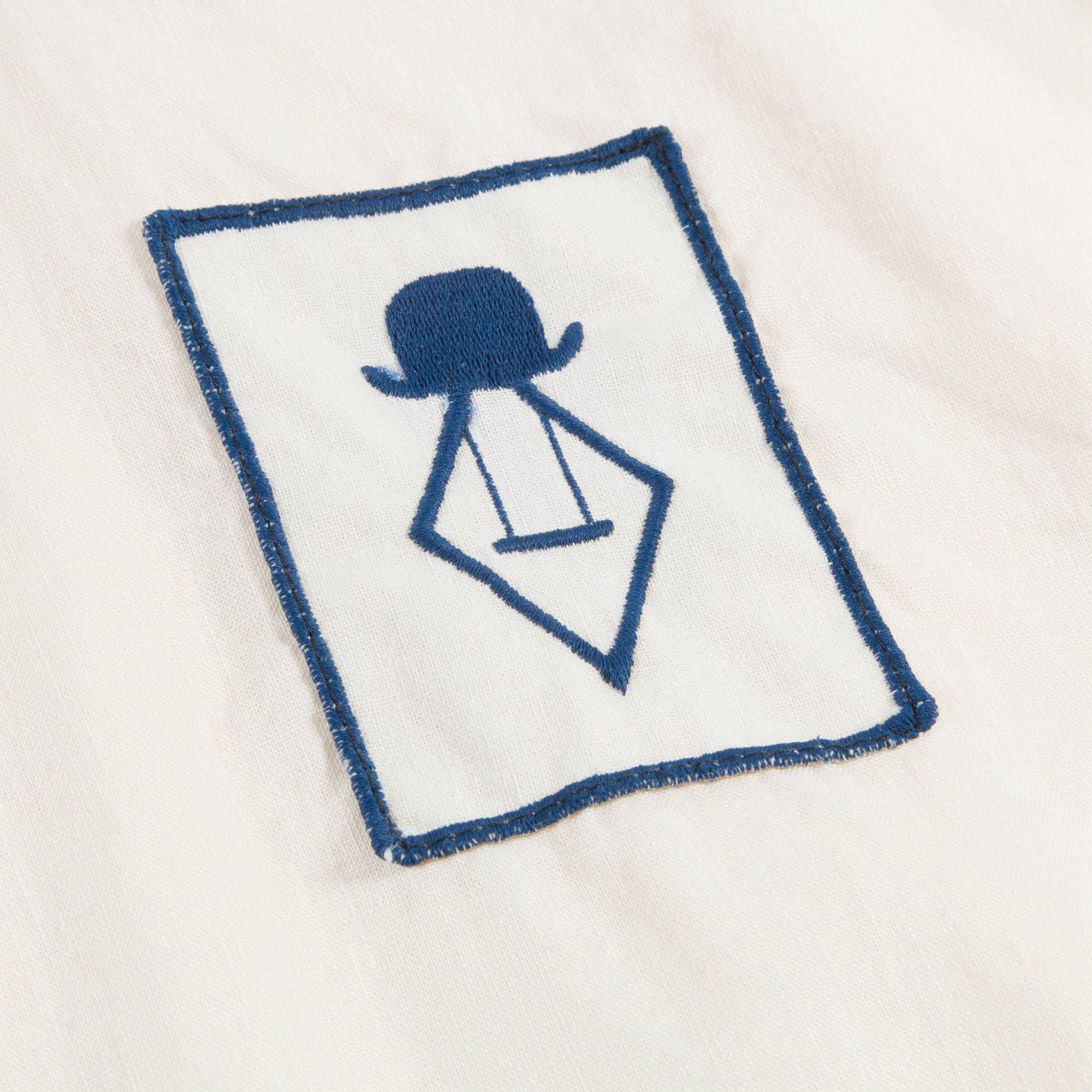 Girls Raw White Blue Logo Cotton T-shirt