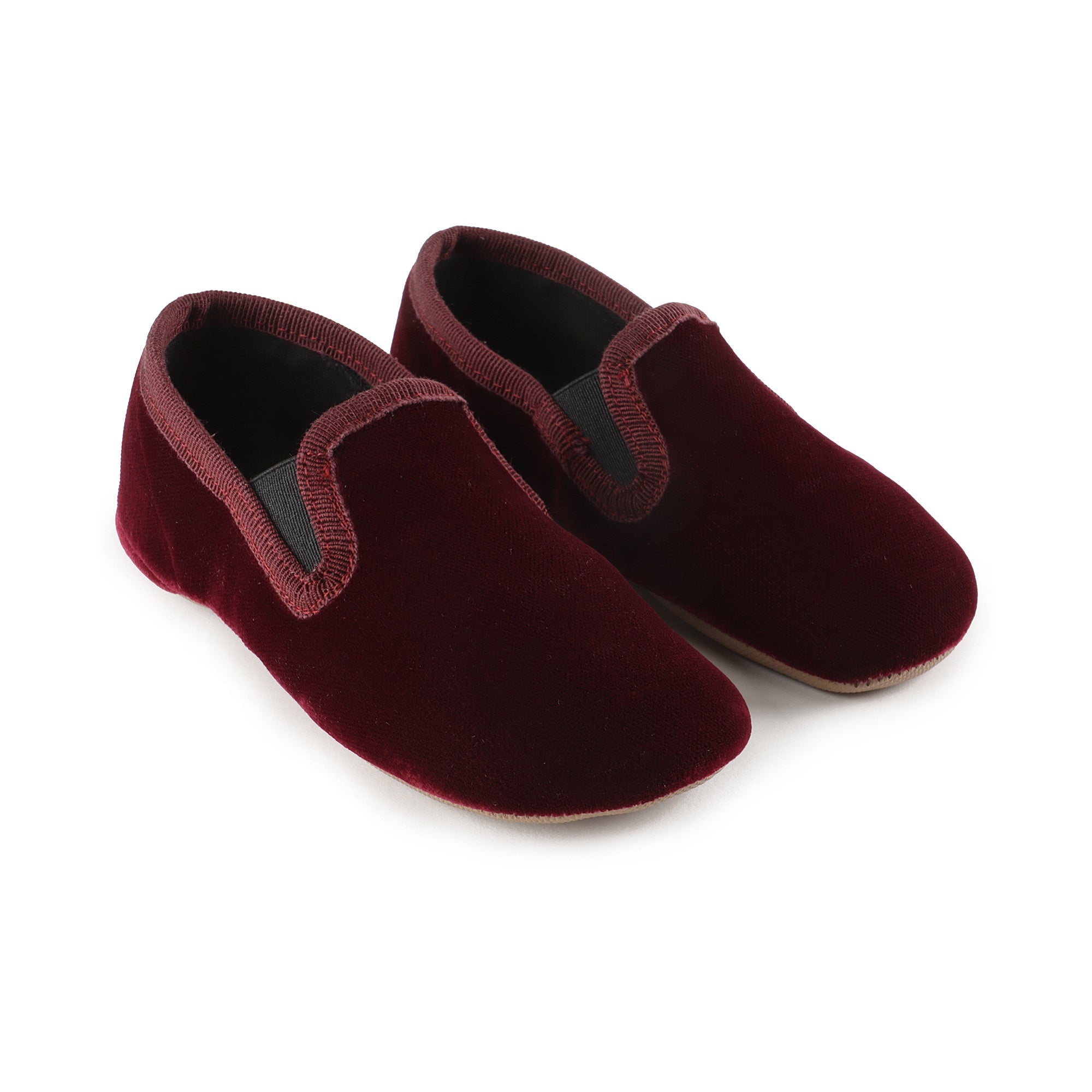 Girls Wine Red Velvet Shoes