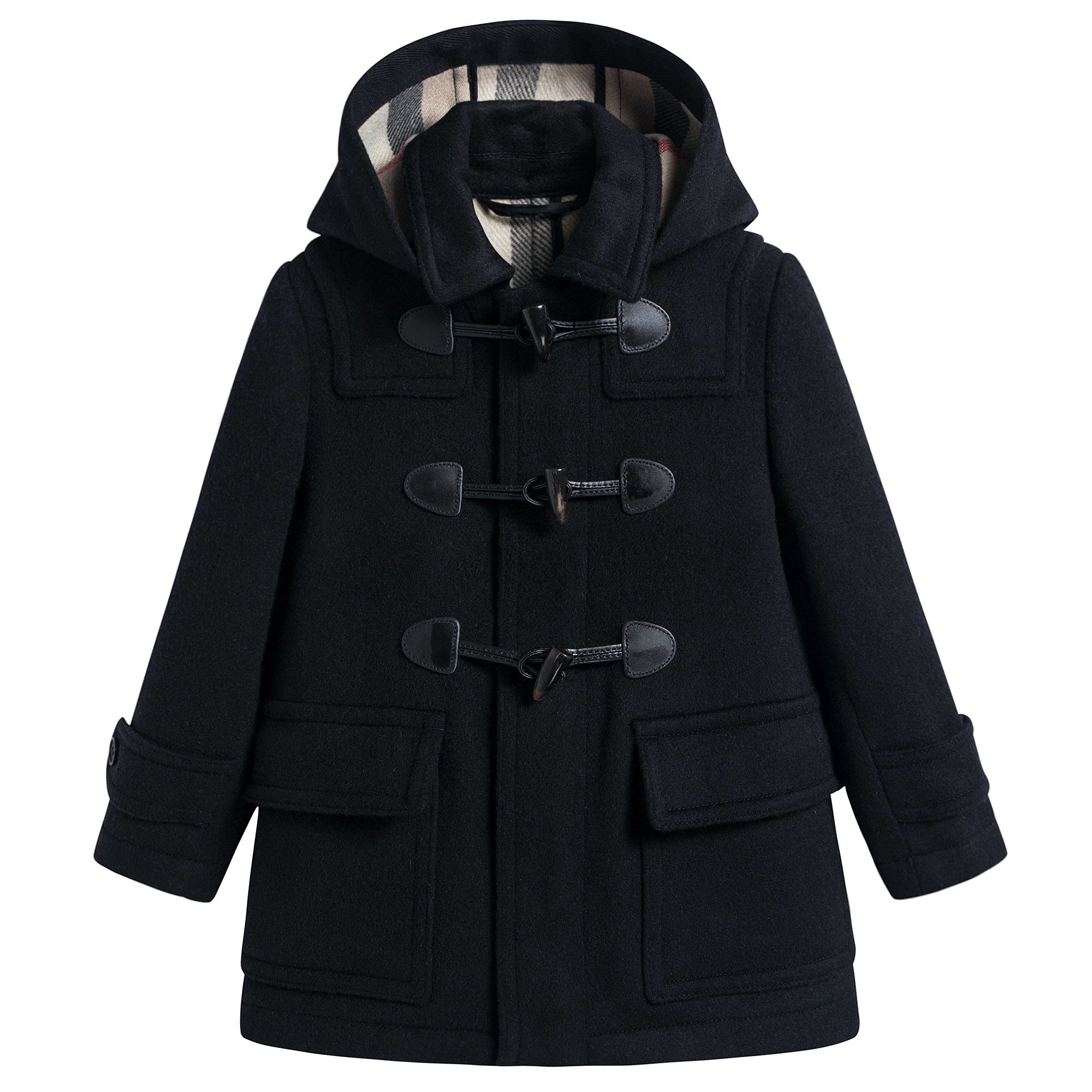 Girls Black Wool Duffle Coat