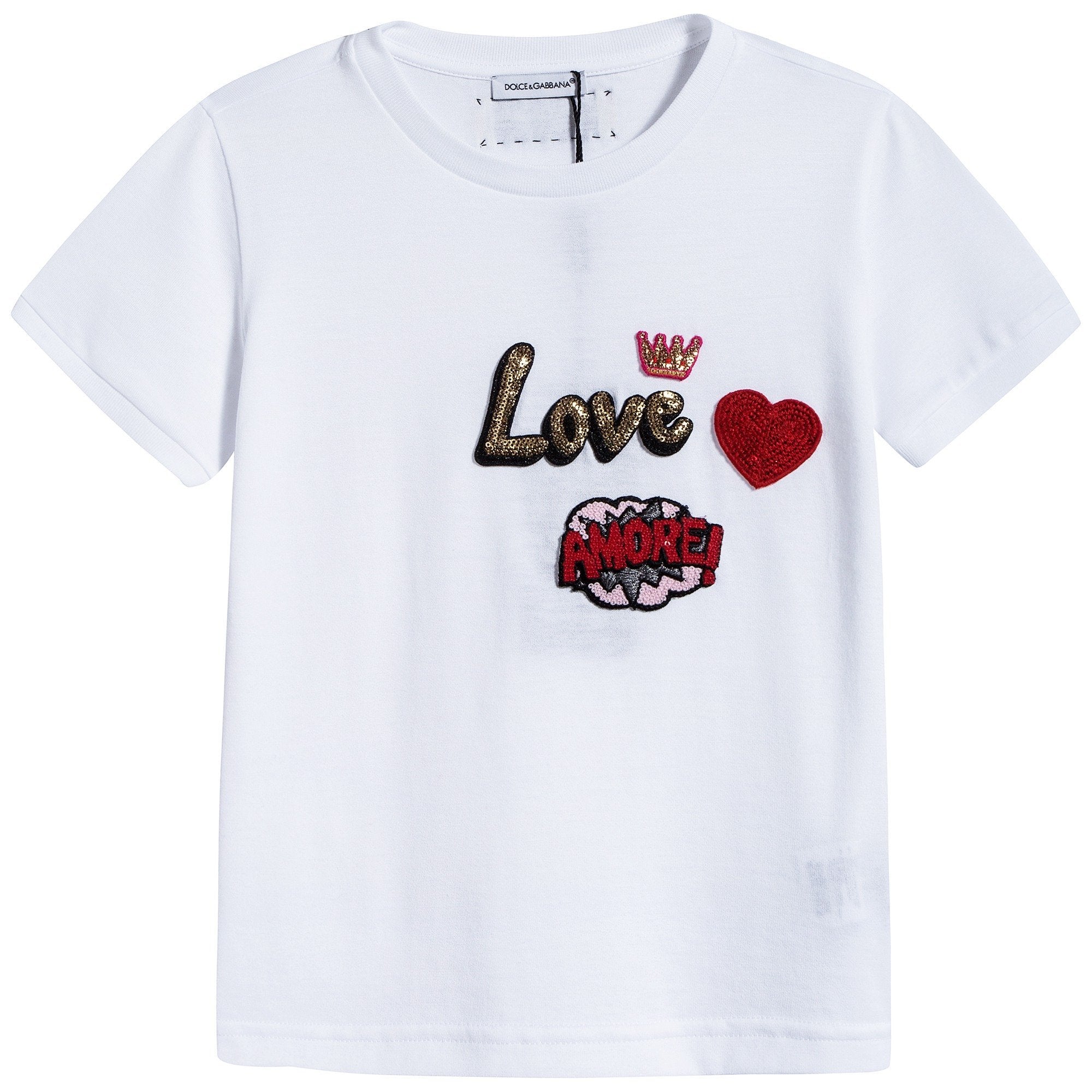Girls White "Love" Cotton T-shirt