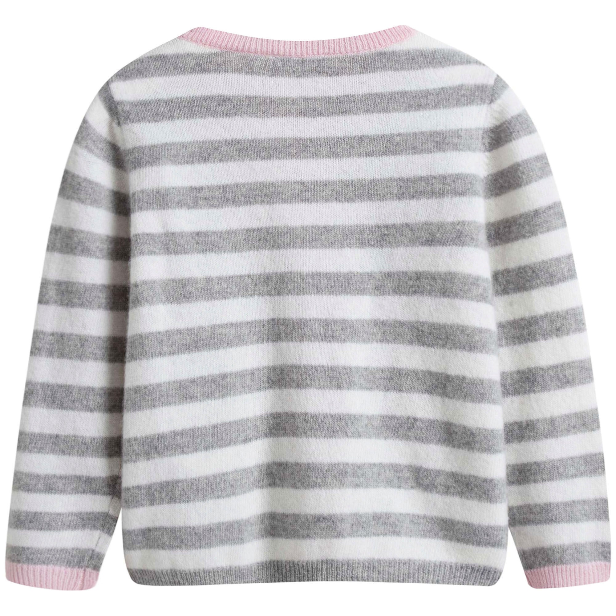 Baby Girls Grey & Milk White Stripe Cardigan