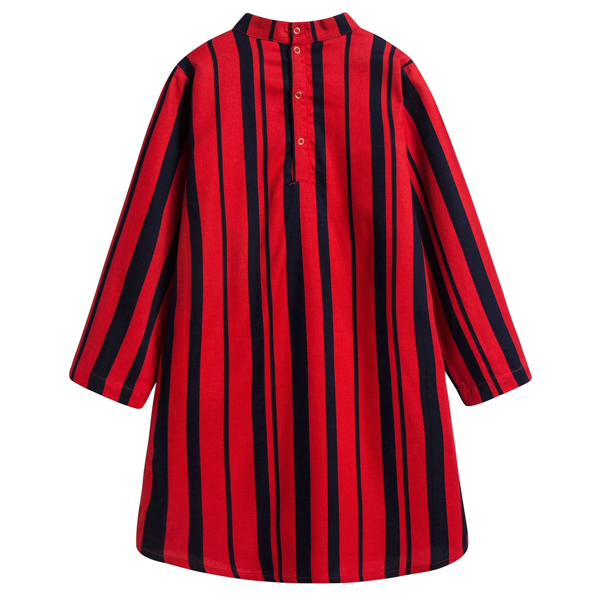 Girls Red Odd Stripe Bow Organic Cotton Dress