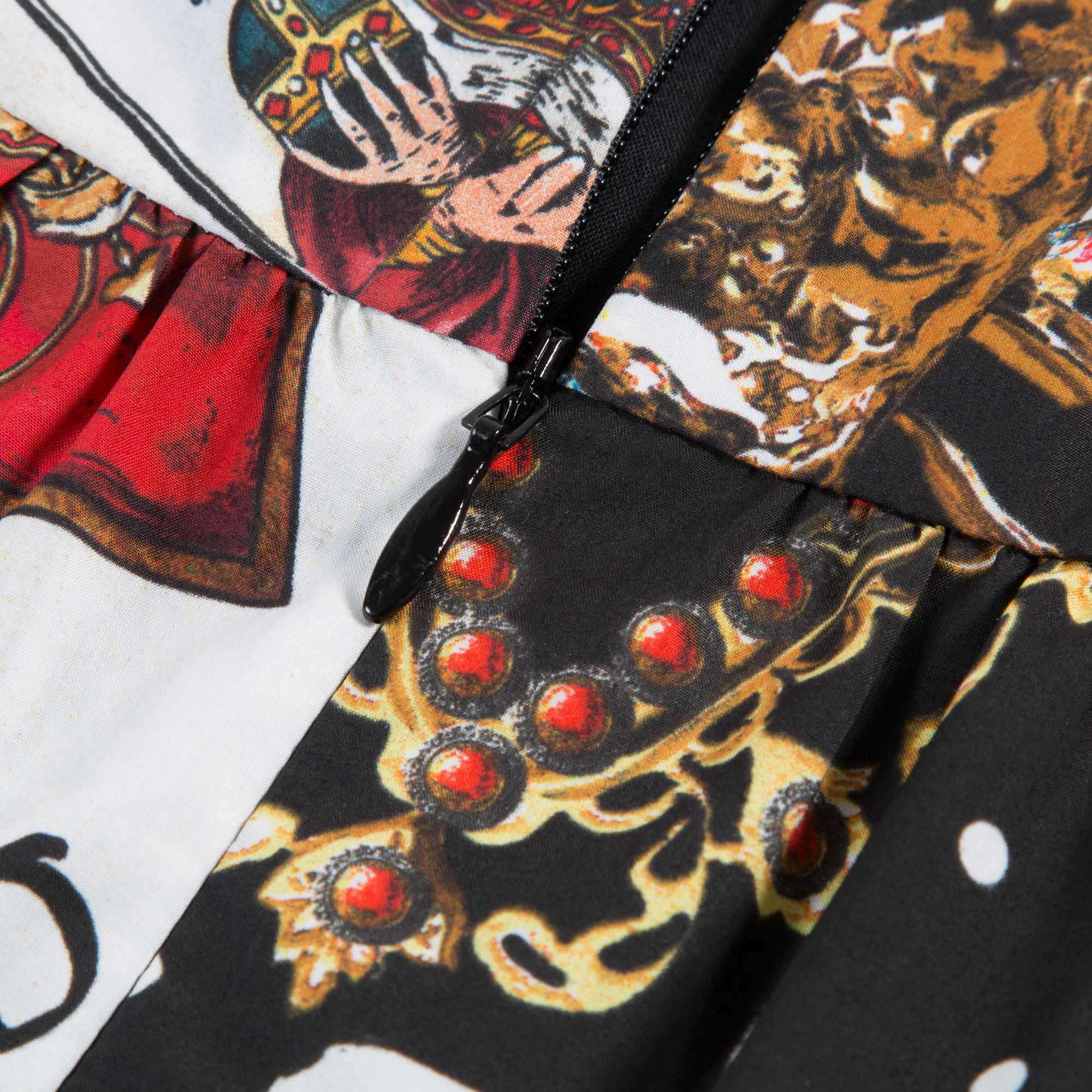 Girls Black “Poker Printed” Cotton Dress