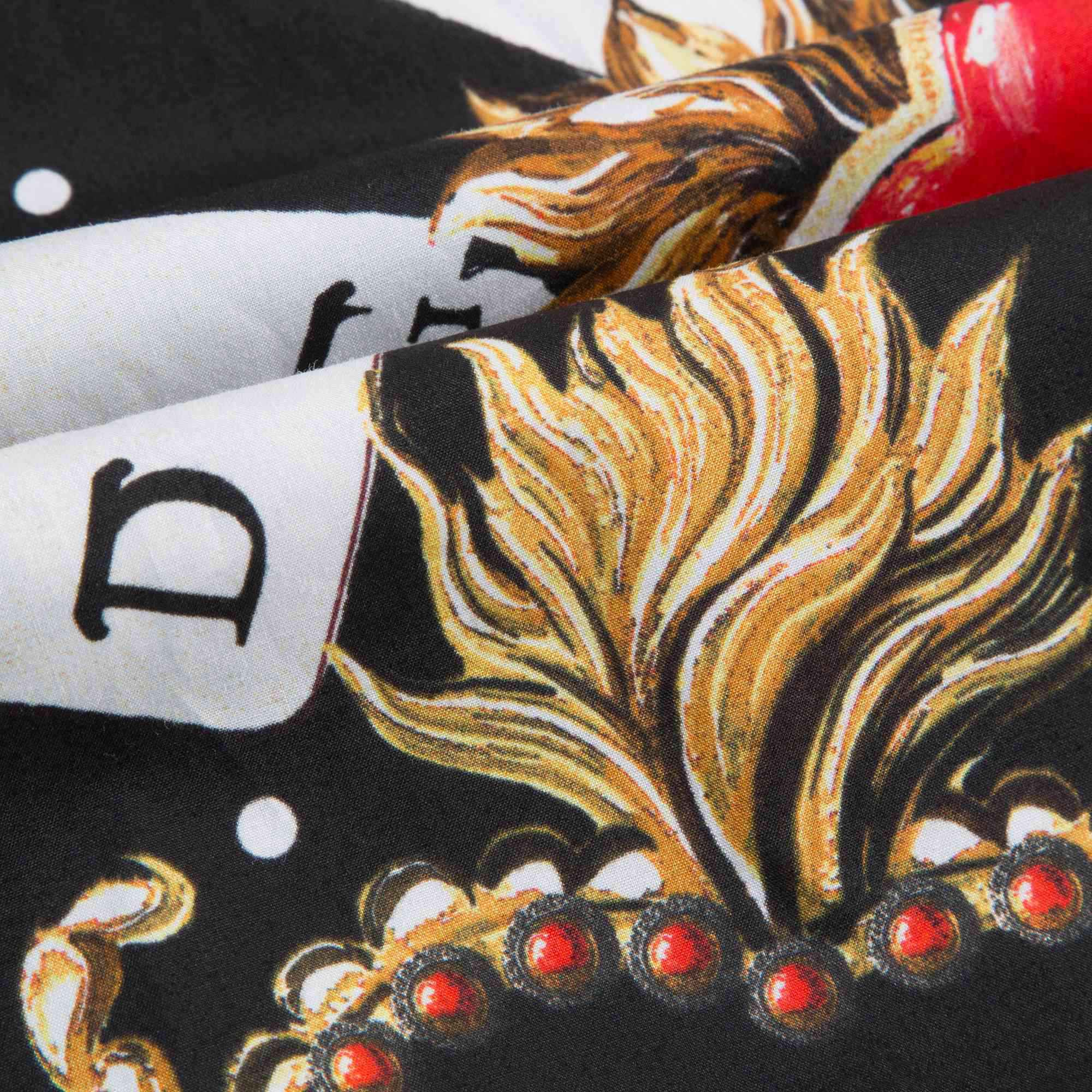 Girls Black “Poker Printed” Cotton Dress