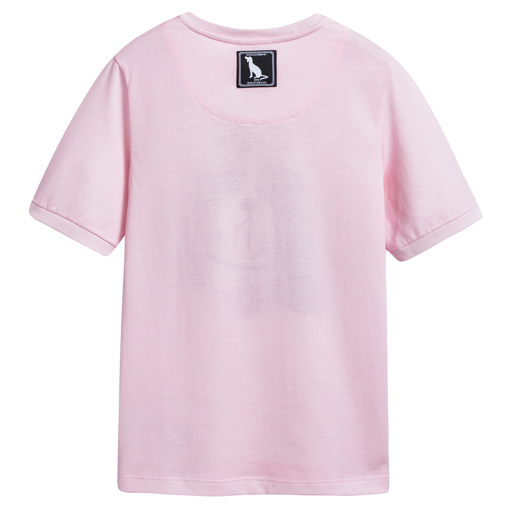 Girls Pink With "Dog" Printed Cotton T-shirt