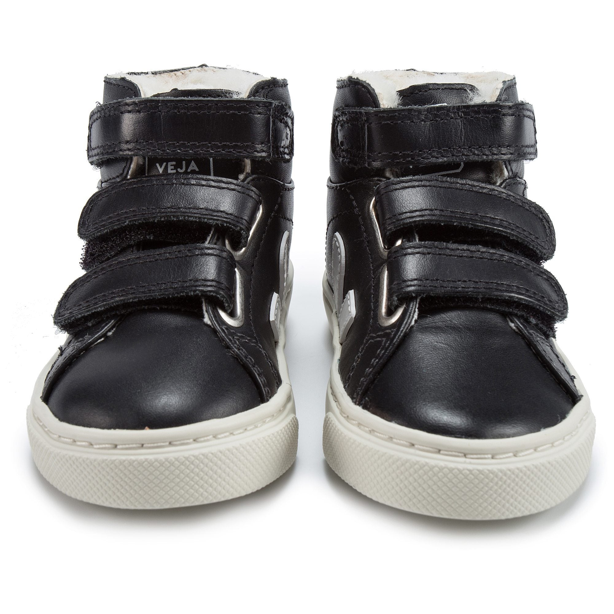 Baby Black Leather Velcro High Top Shoes