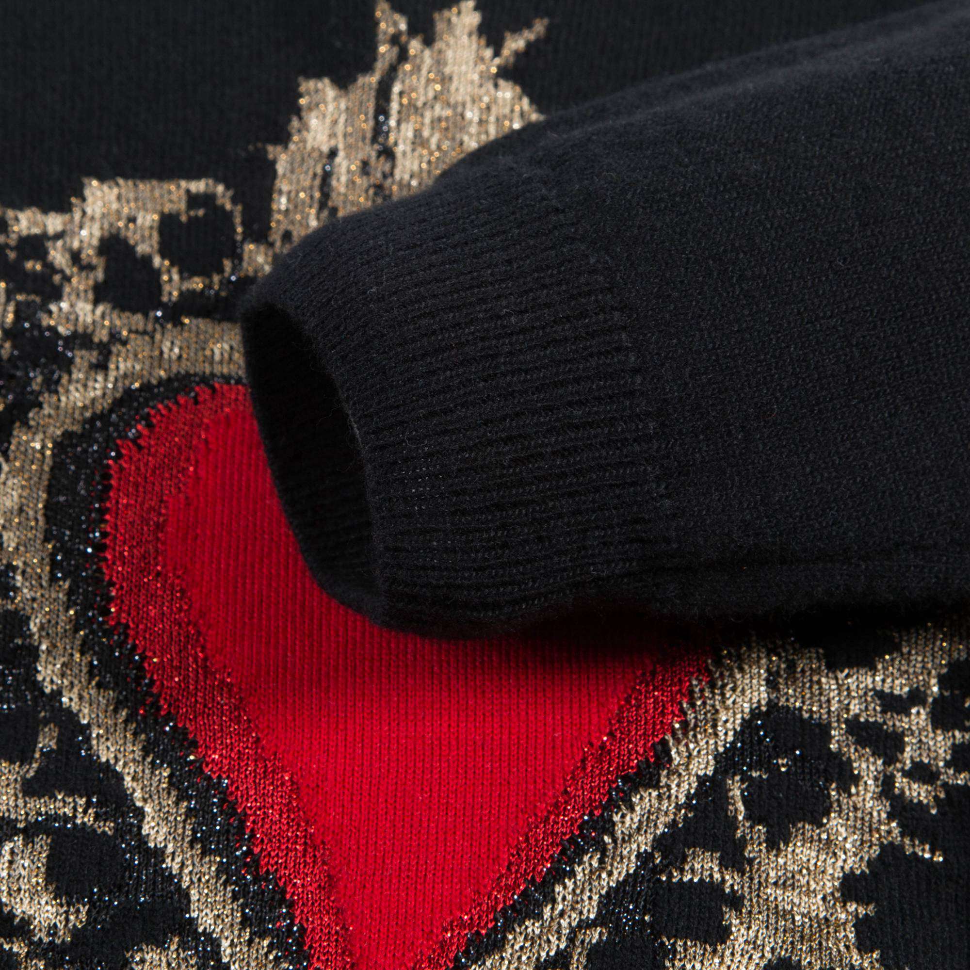 Girls Black "Love" Printed Wool Sweater