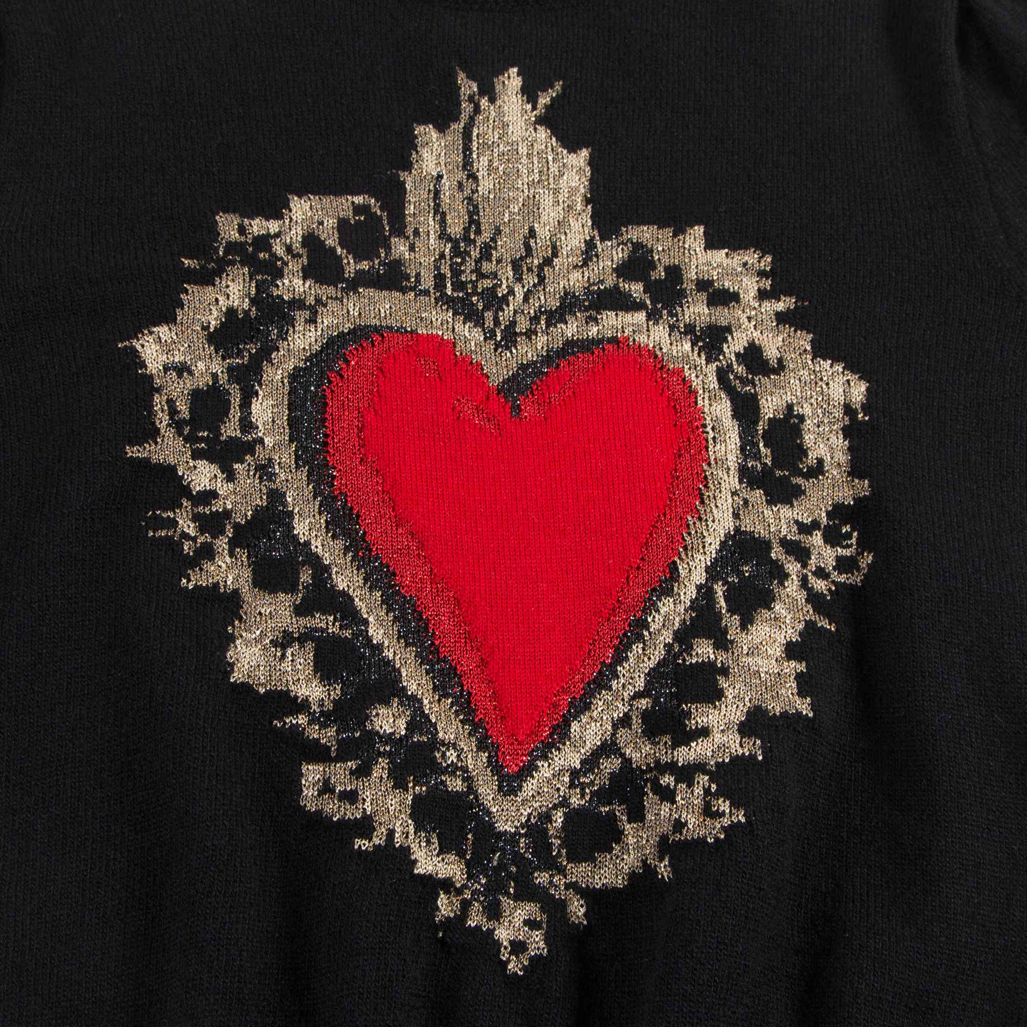 Girls Black "Love" Printed Wool Sweater