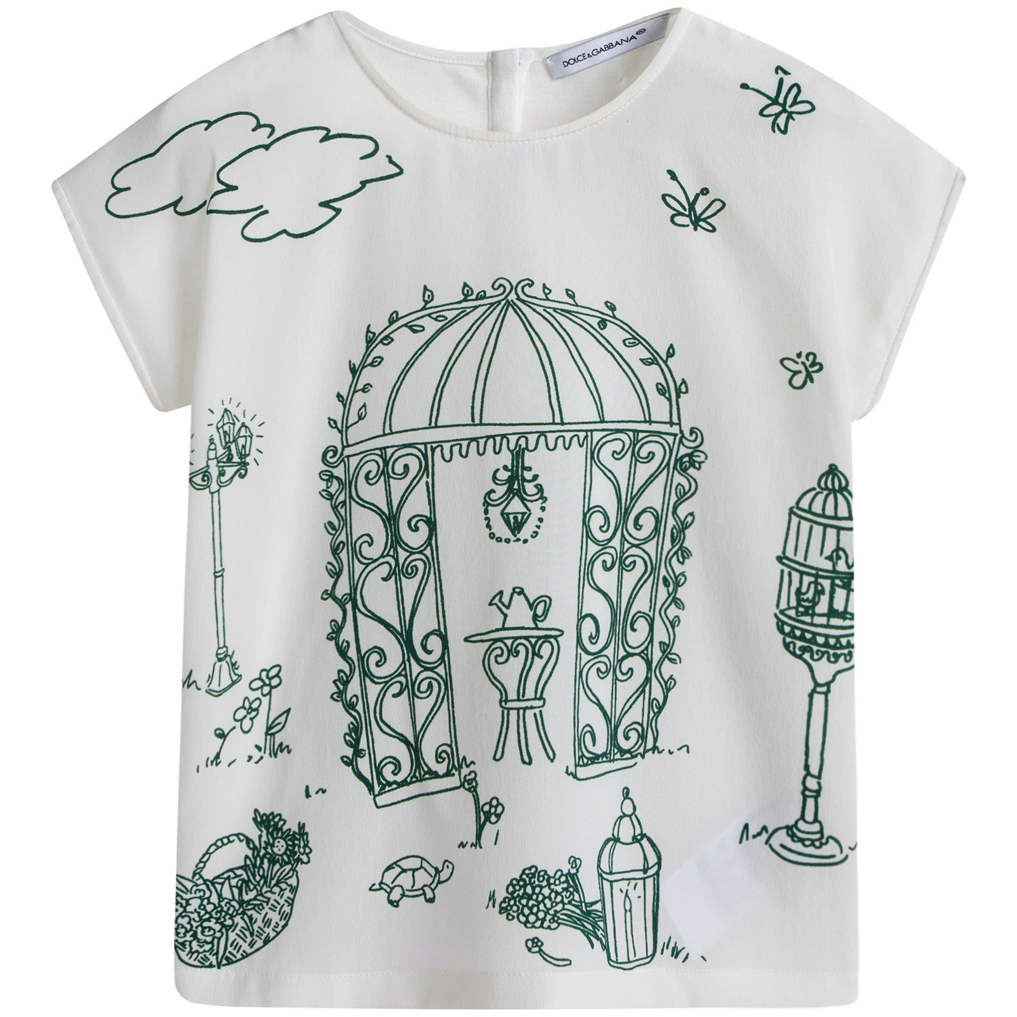 Baby Girls White & Green 'Botanical Garden' Print T-Shirt