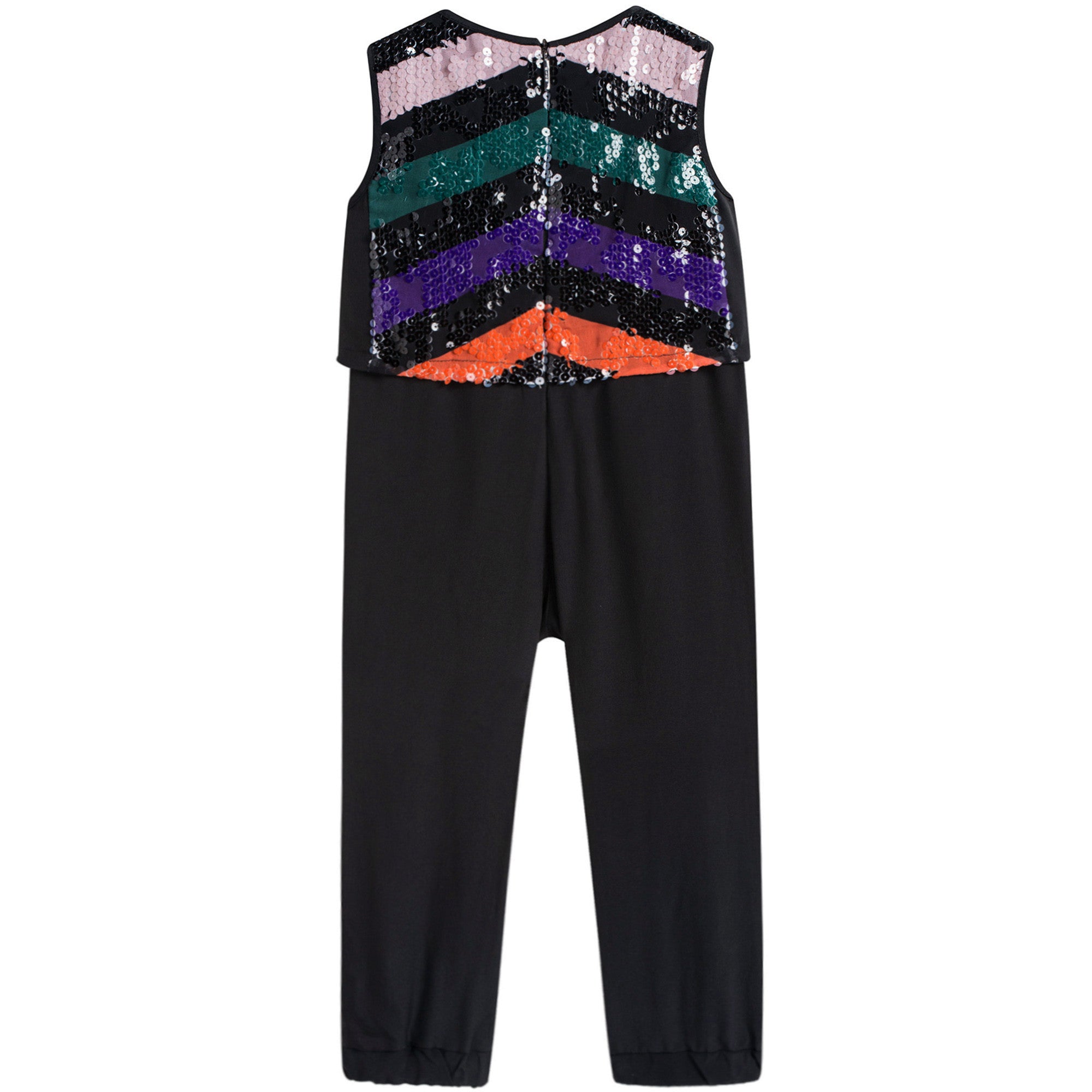 Girls Black Paillette Rompers