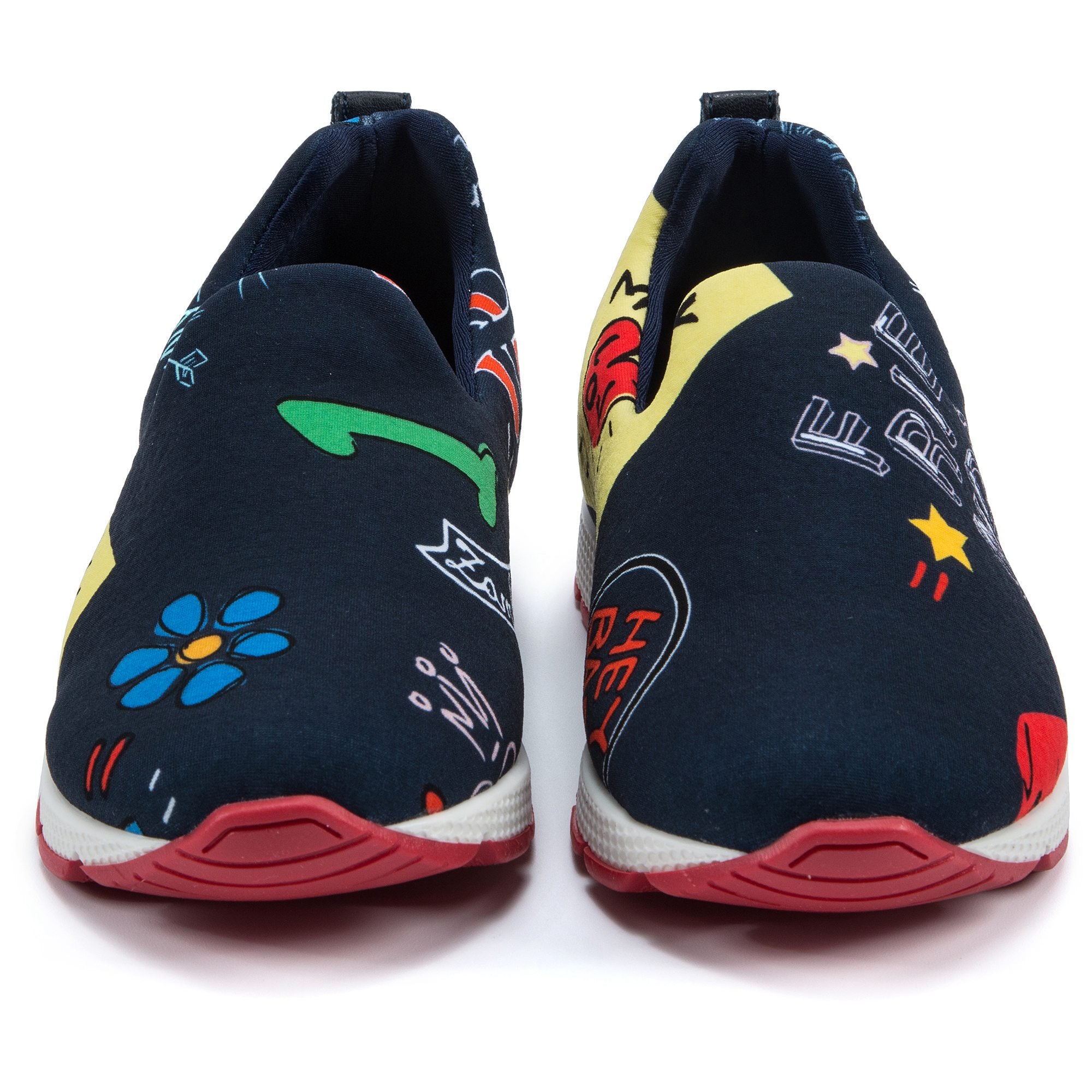 Girls Black Printed Shoes