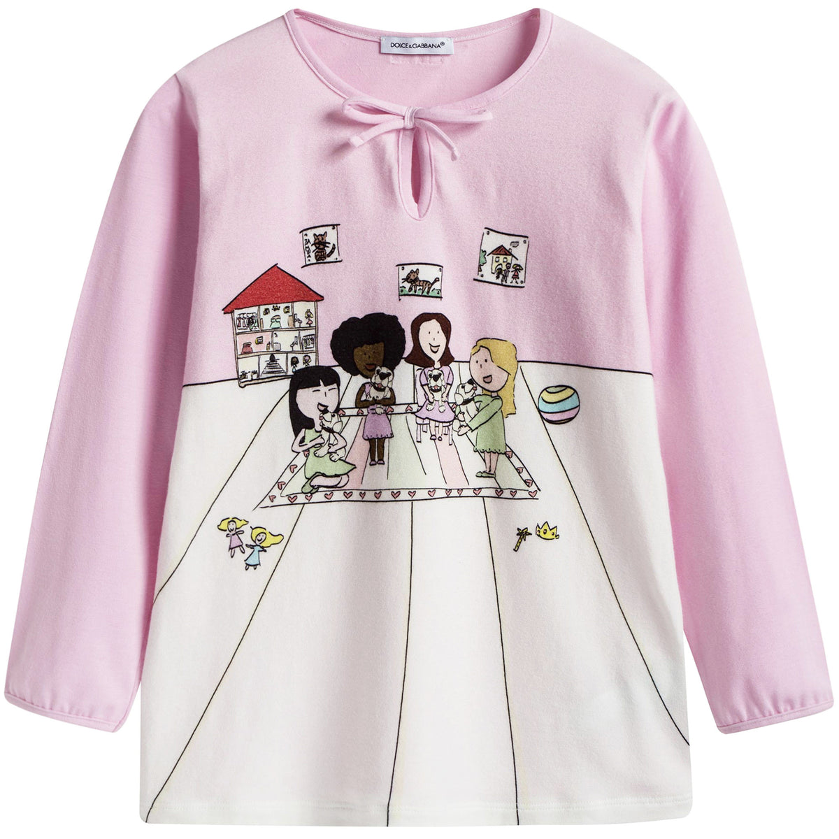 Pyjama fille rose (haut) et blanc (bas)