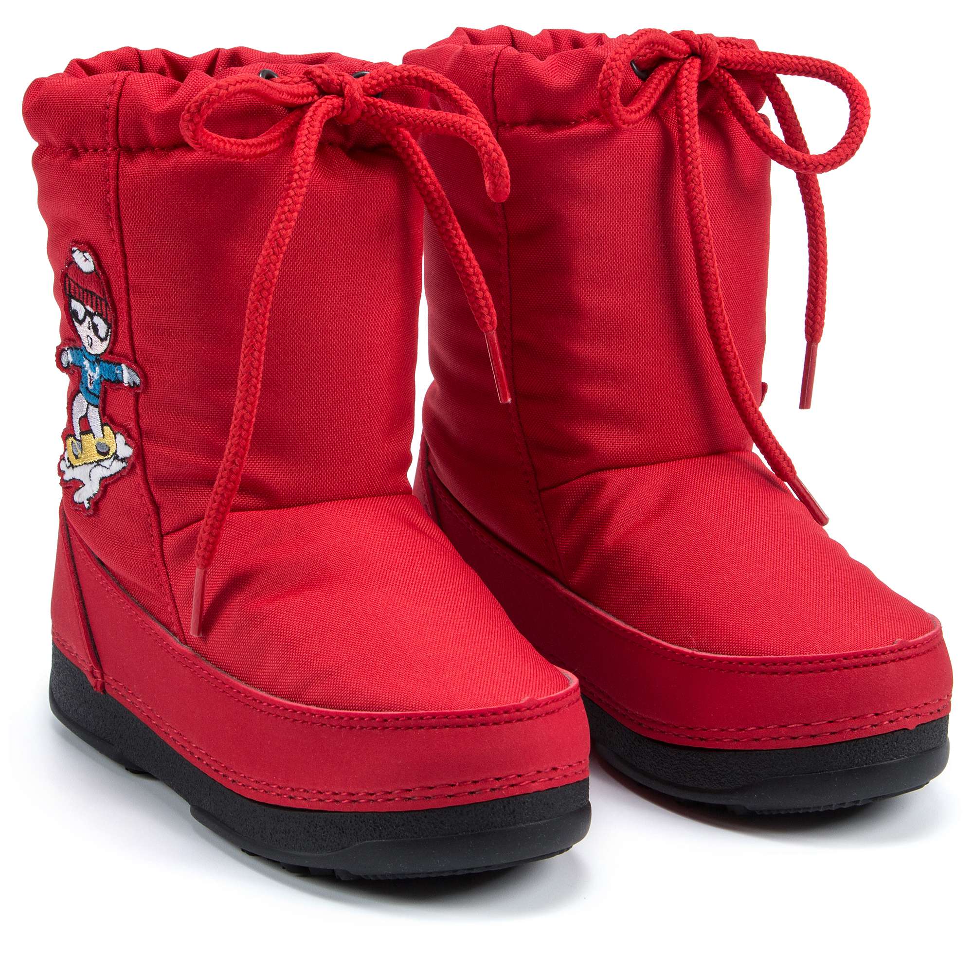Girls Red Printed Snow Boots