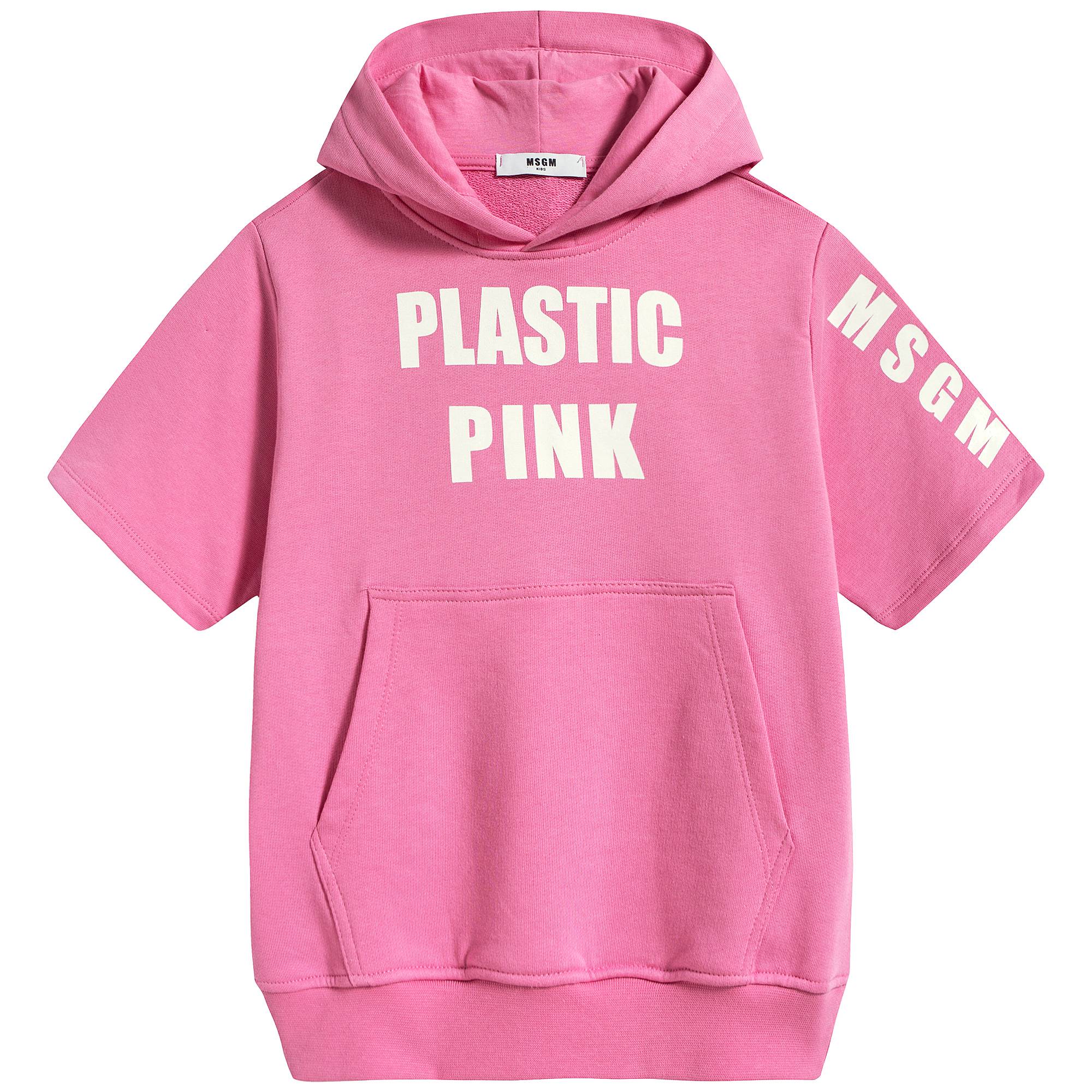 Girls Pink Hooded Cotton Sweatshirt