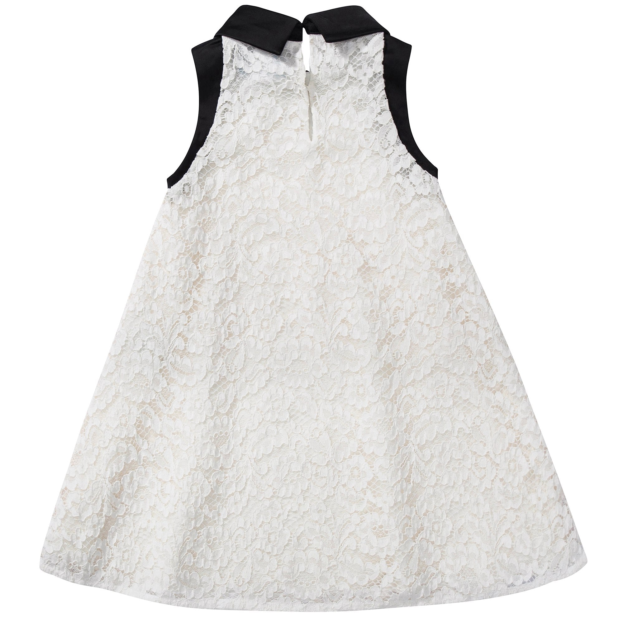 Girls White Black Collar Cotton Dress