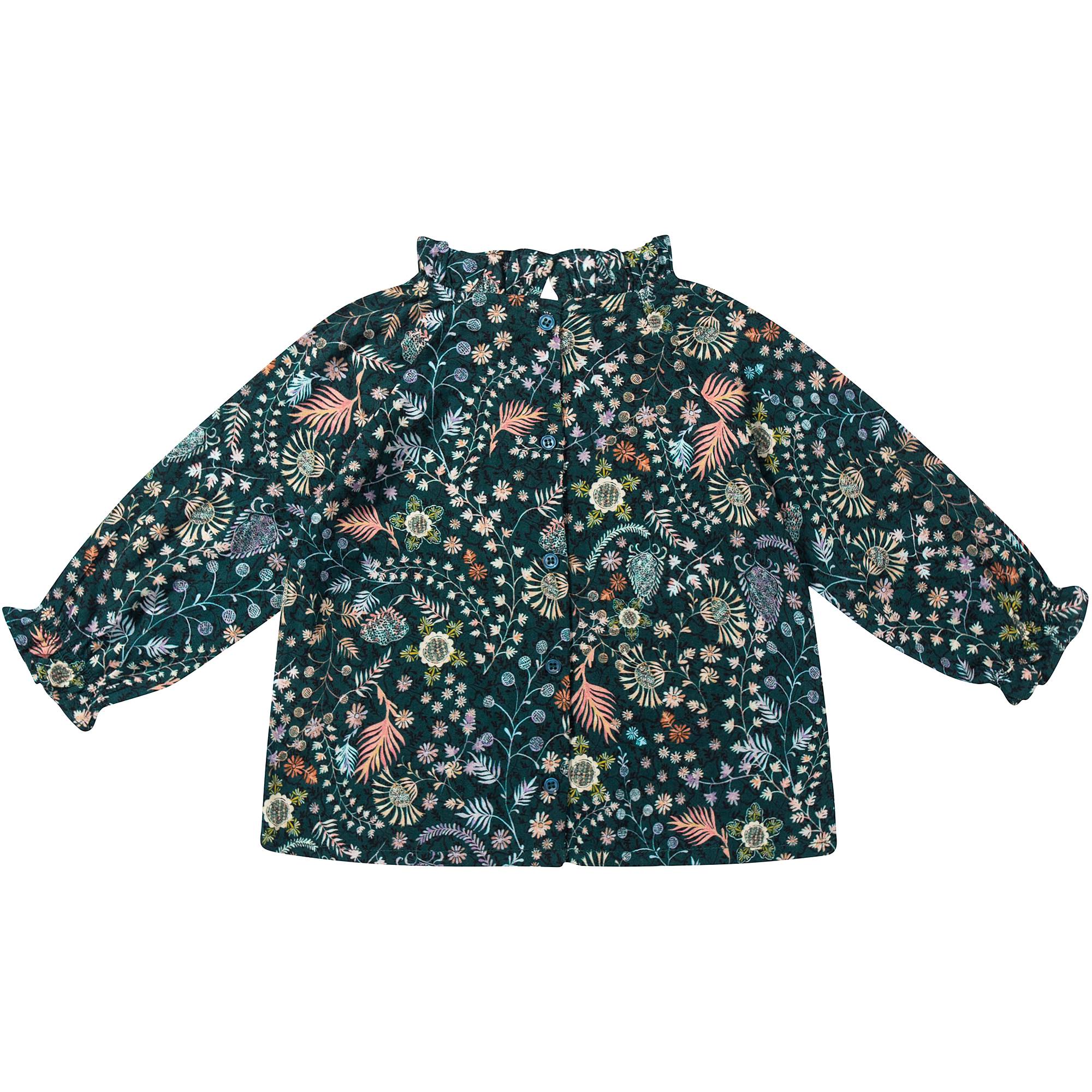 Baby Girls Dark Green Printed Blouse