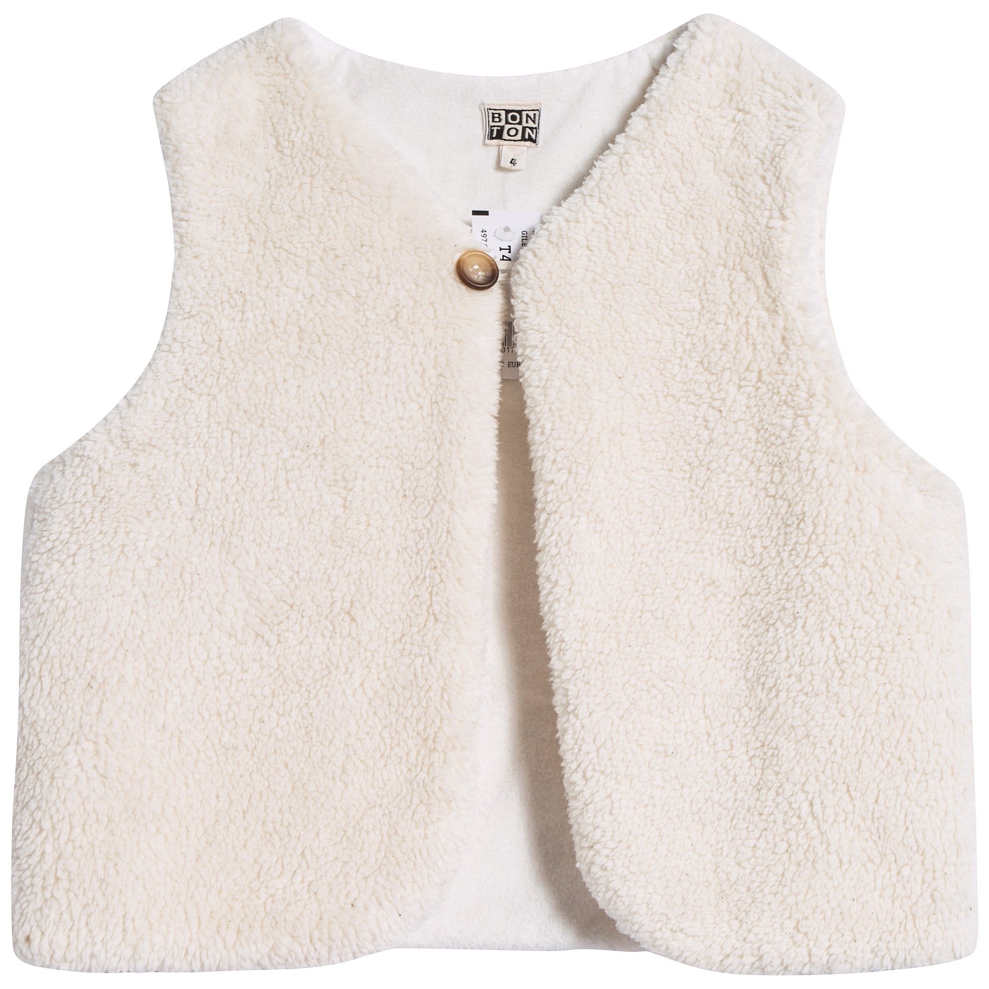 Girls Off White Cotton Gilet
