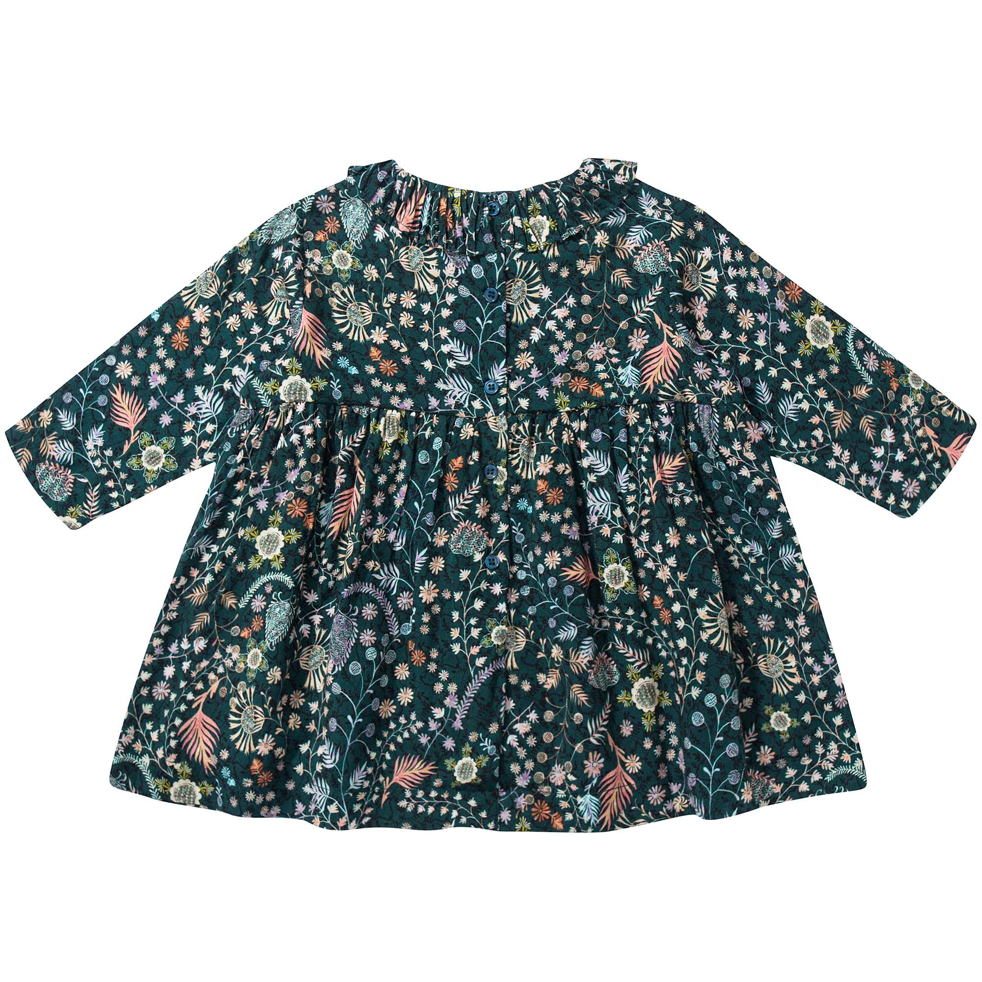 Baby Girls Dark Green Printed Dress