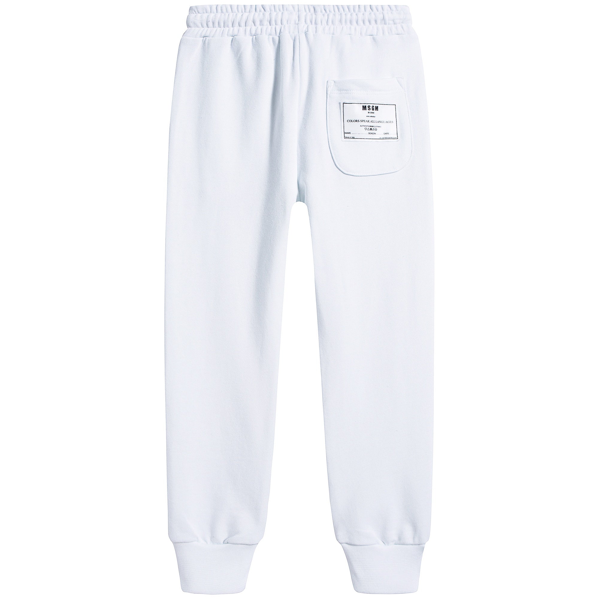 Girls White Logo Cotton Trousers