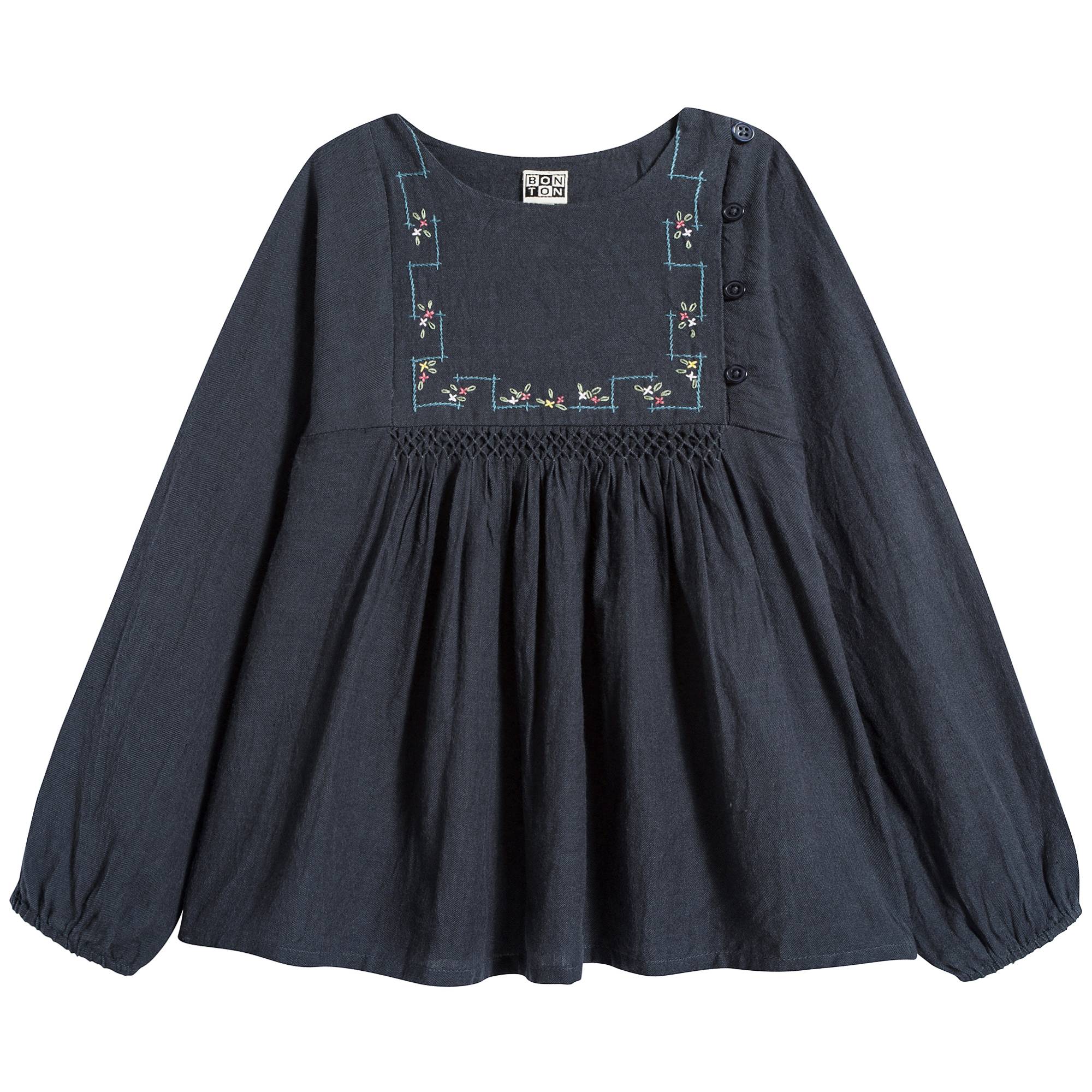 Girls Charcoal Cotton Blouse