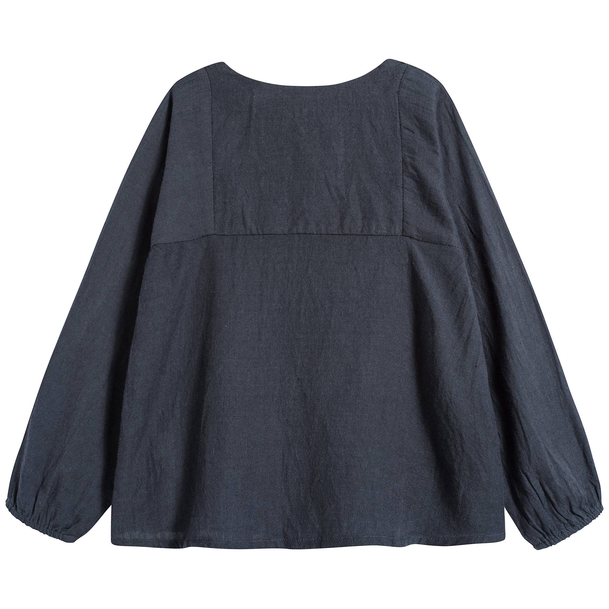 Girls Charcoal Cotton Blouse
