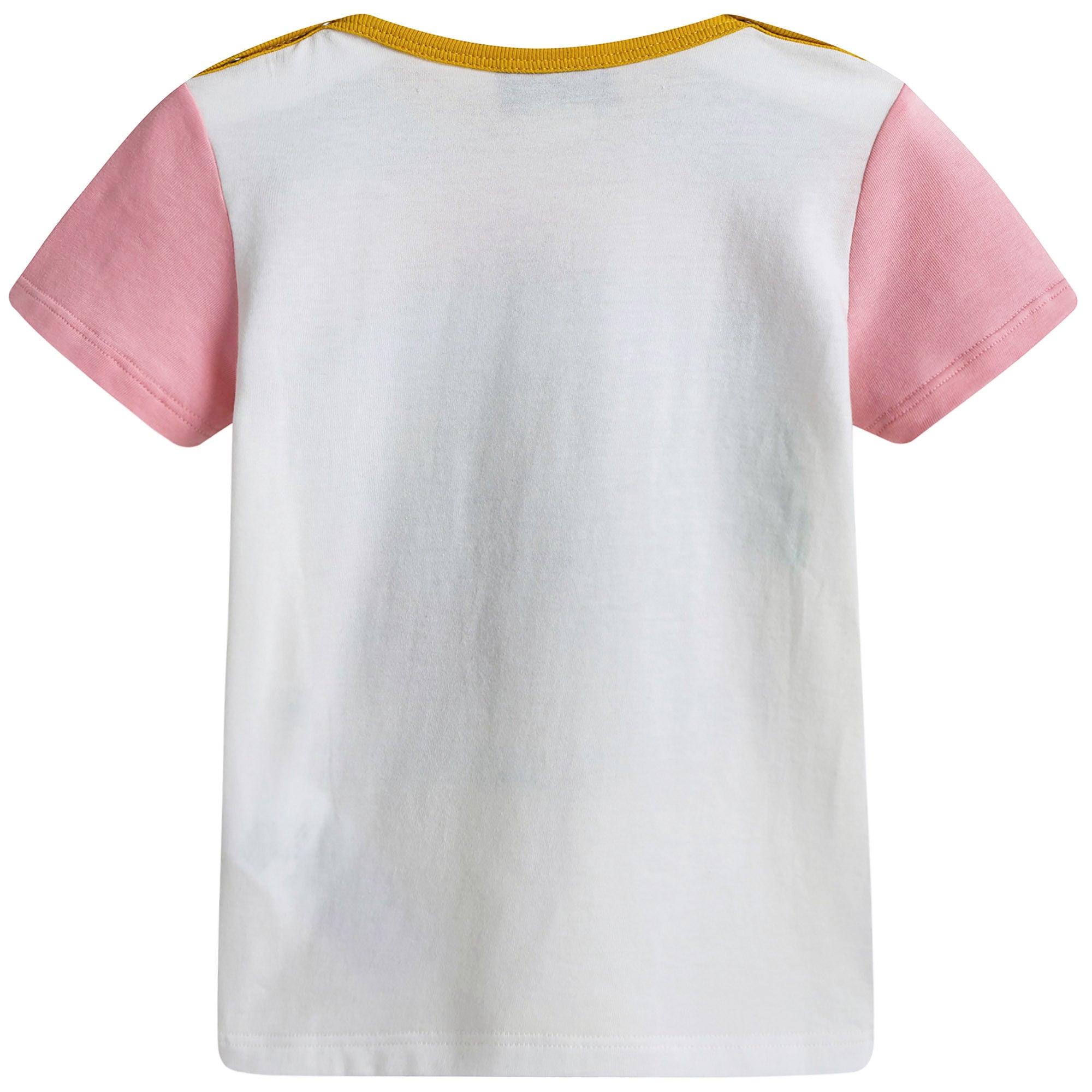 Baby Girls White & Pink Fancy Printed Trims T-Shirt