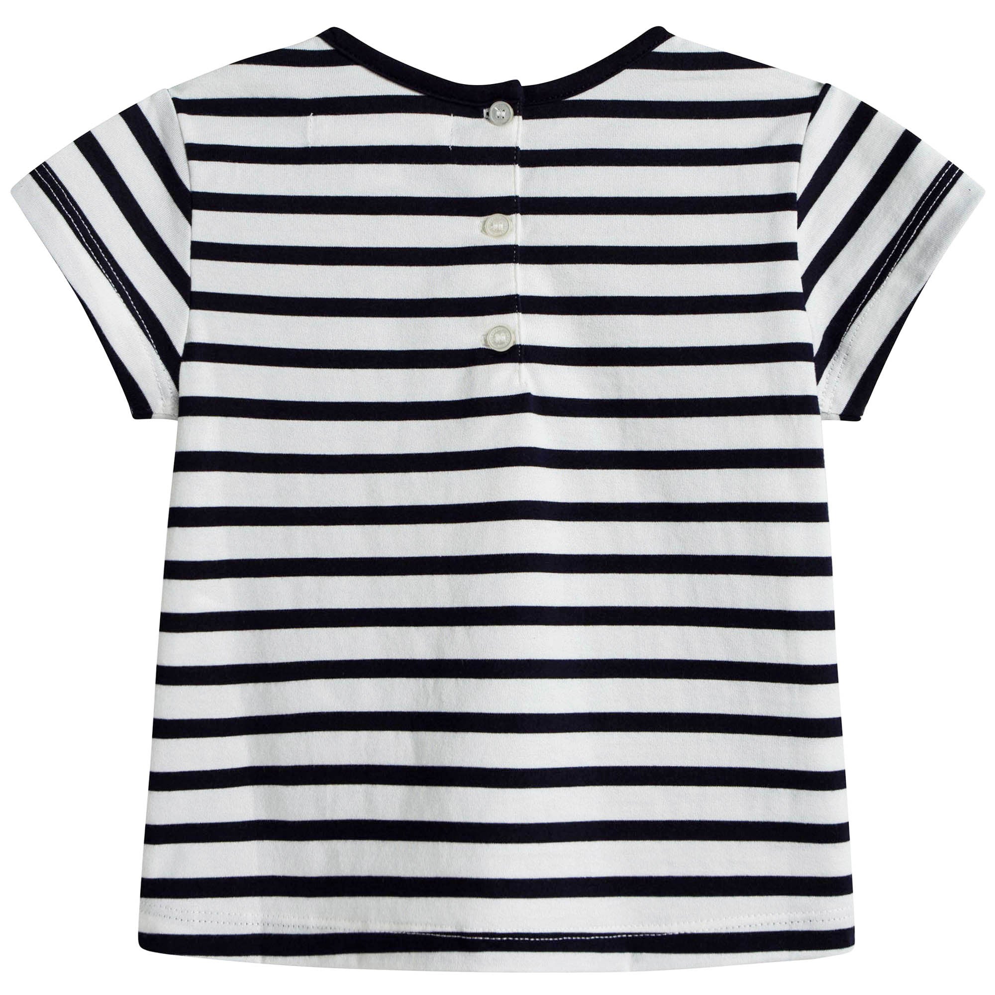 Girls Navy Blue & White Stripe T-Shirt