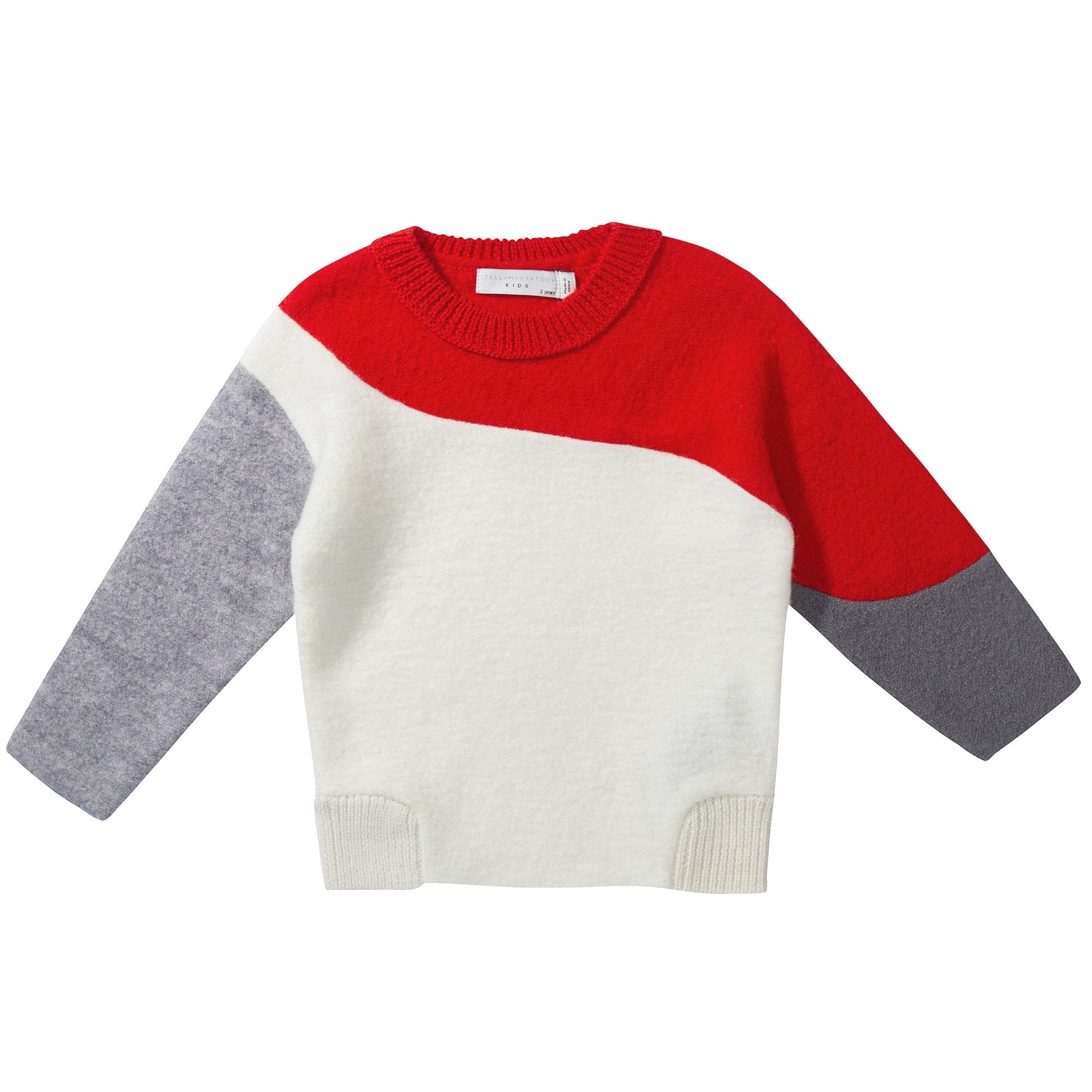 Girls White & Red Wool Sweater