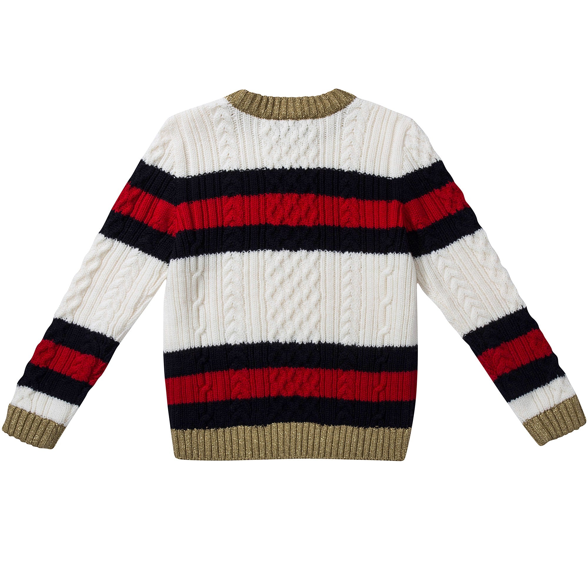 Baby Girls White Striped Wool Sweater