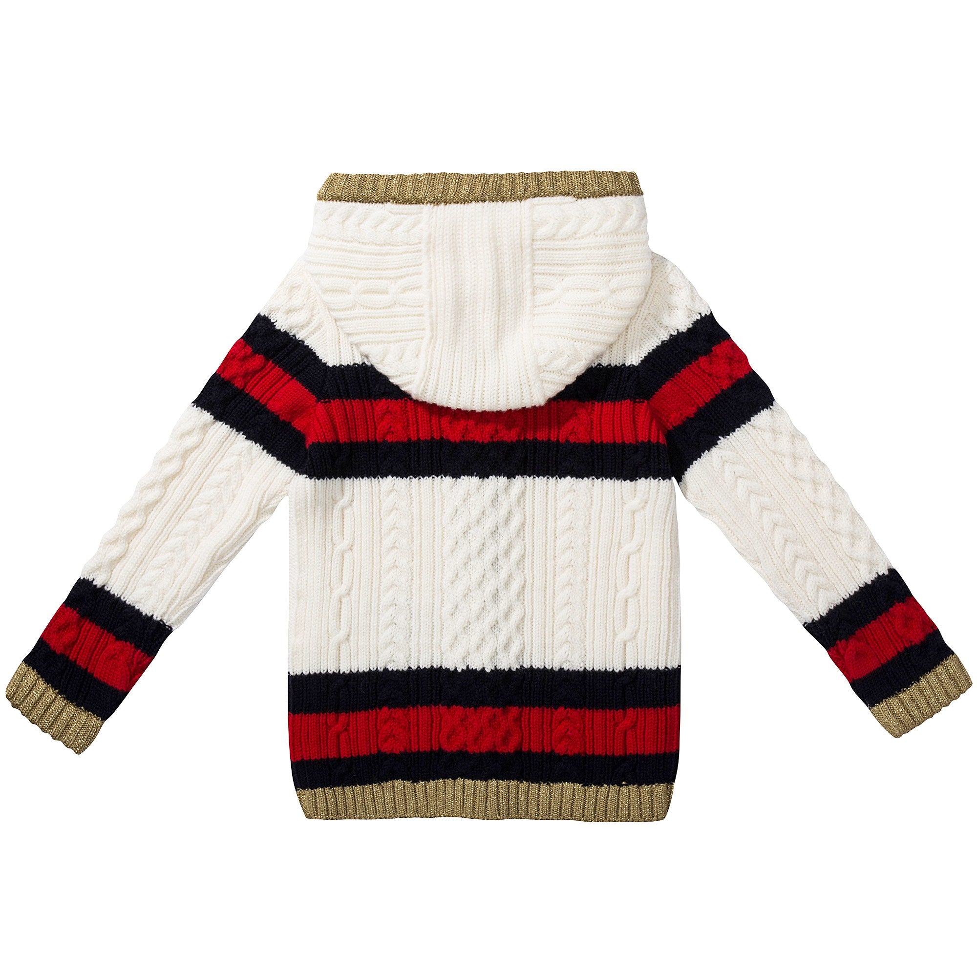 Baby Girls White Striped Wool Cardigan