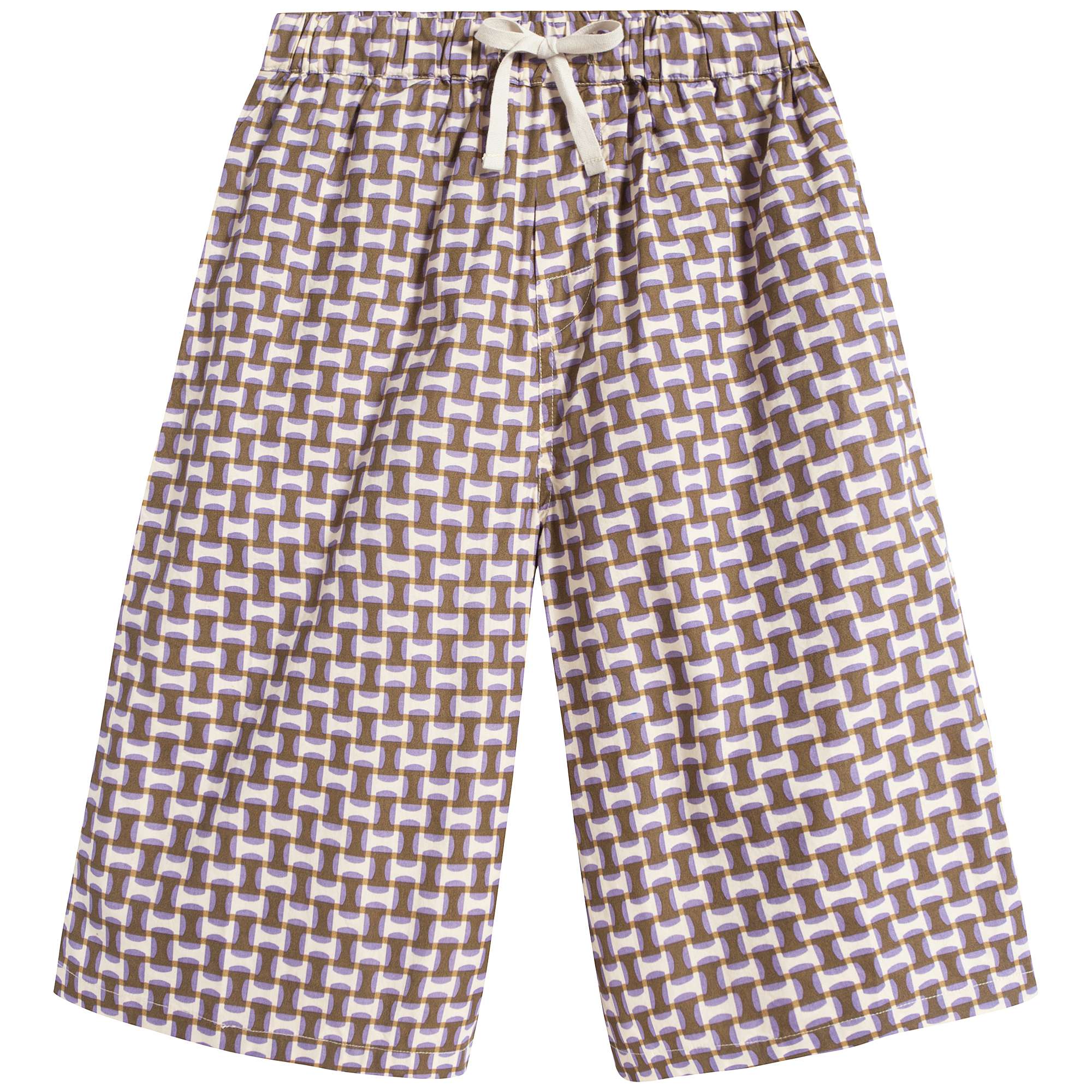 Baby Lilac Geo Print Cotton Shorts