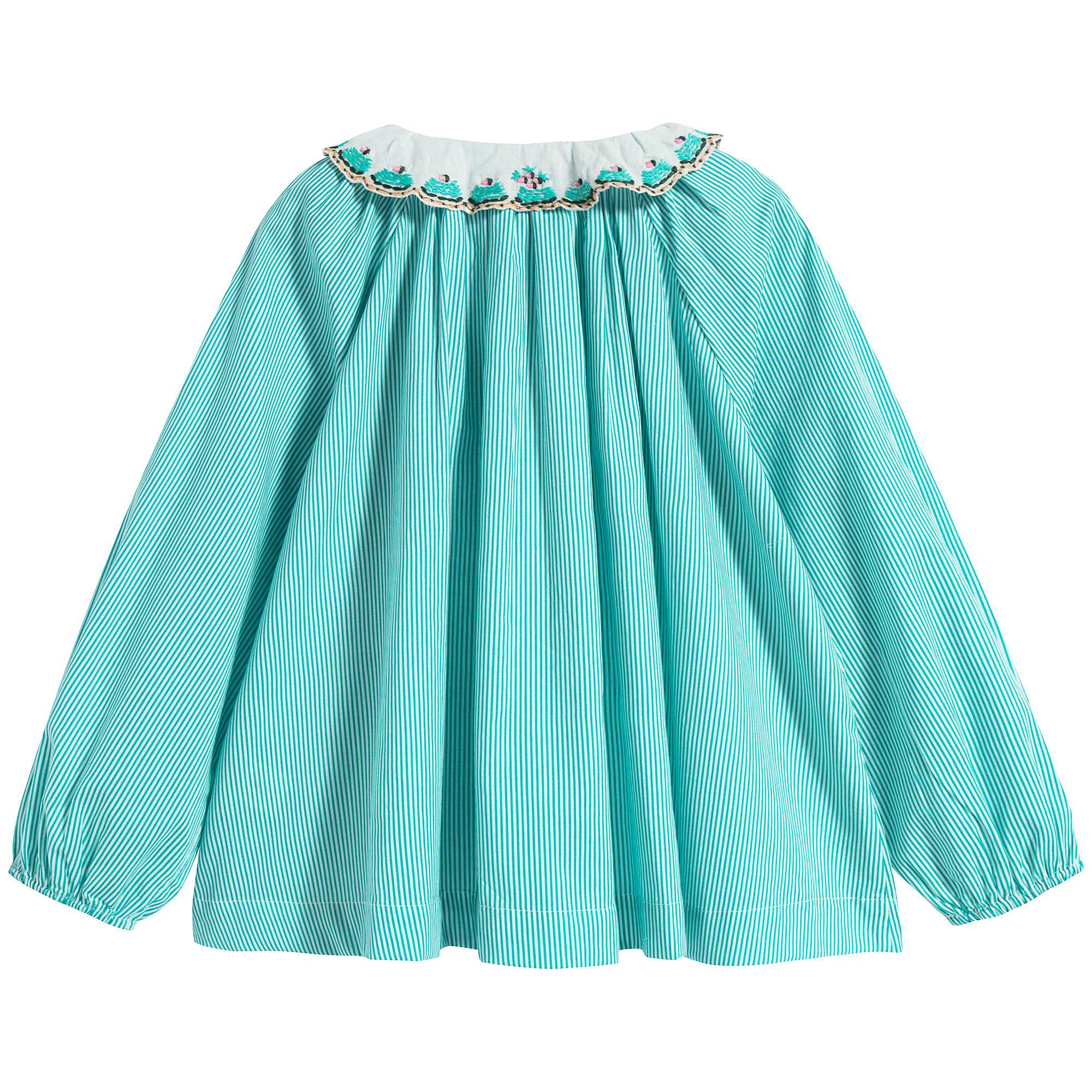 Girls Mint Stripe Cotton Shirt