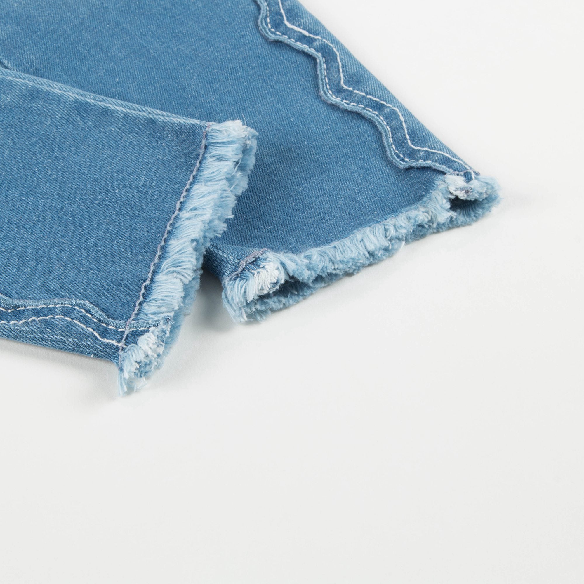 Girls Denim Blue Cotton Trousers