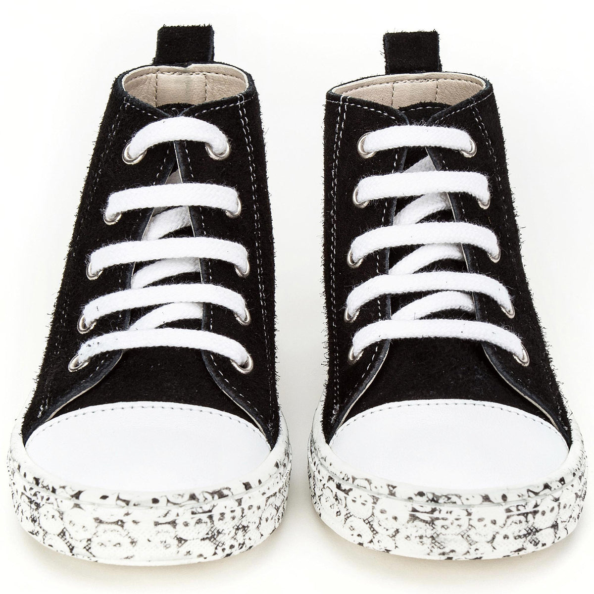 Chaussures montantes noires pour filles à lacets façon corde marine