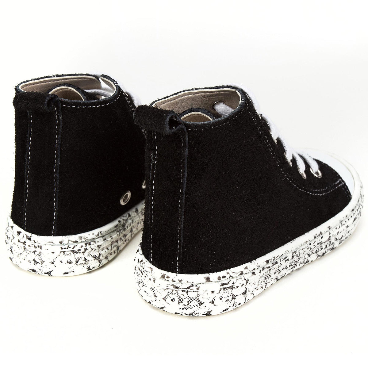 Chaussures montantes noires pour filles à lacets façon corde marine