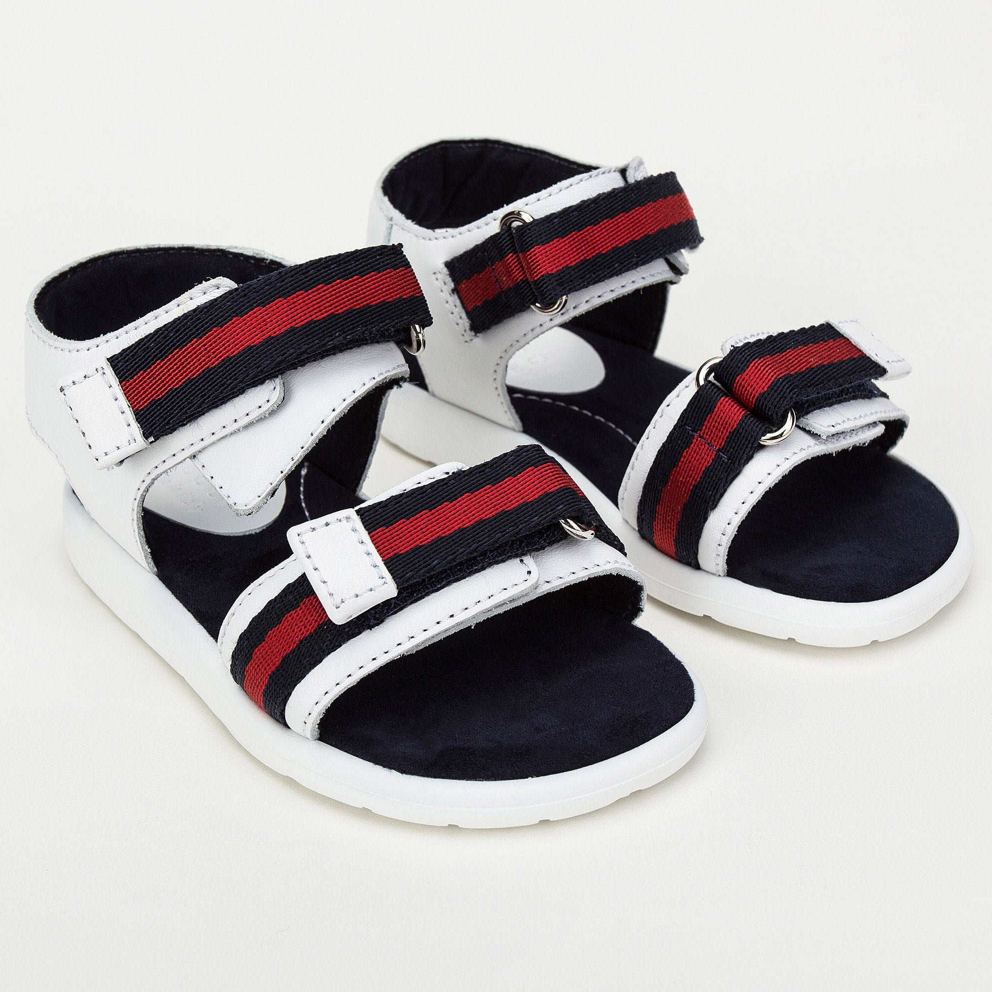Baby White Leather Upper Rubber Sole Sandals