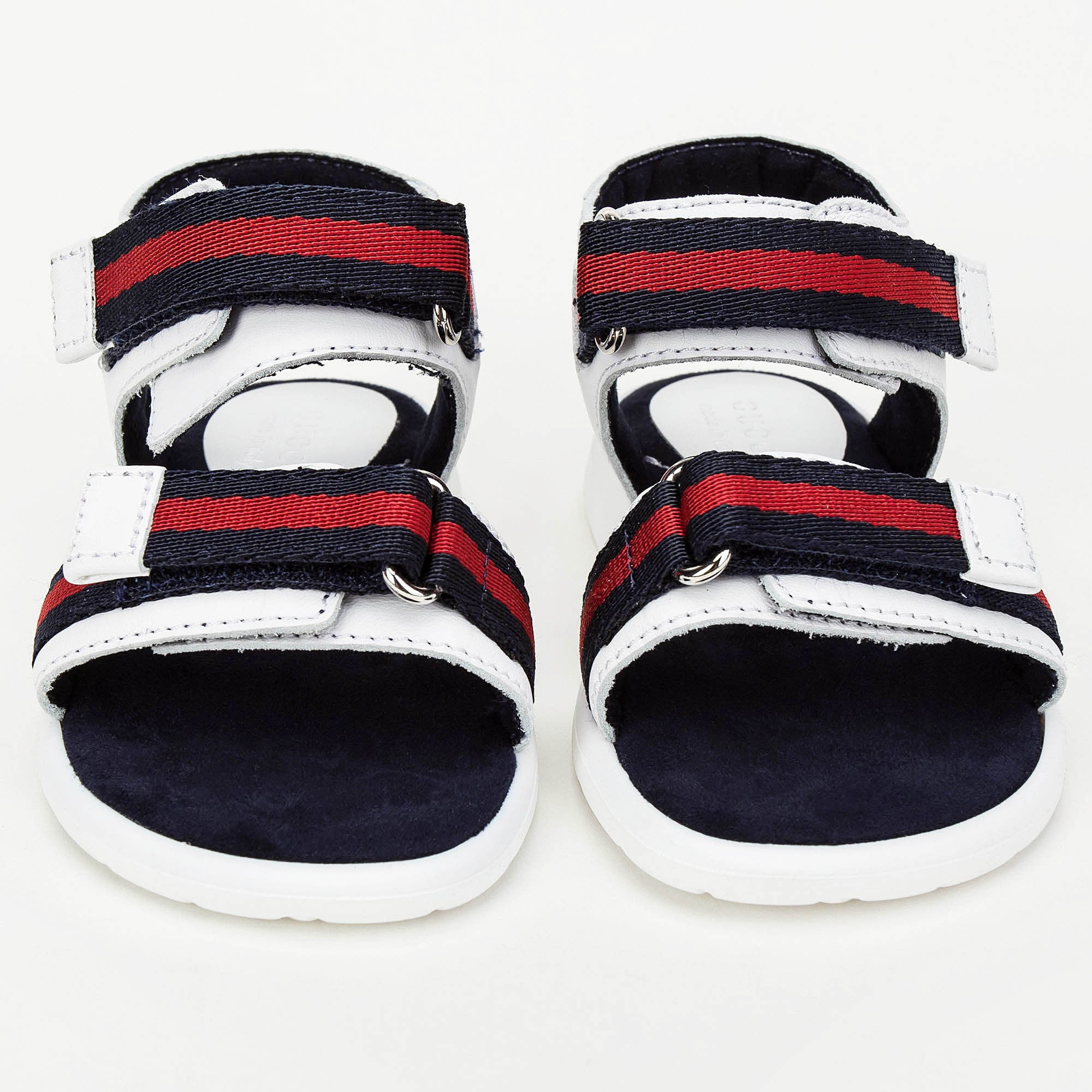 Baby White Leather Upper Rubber Sole Sandals