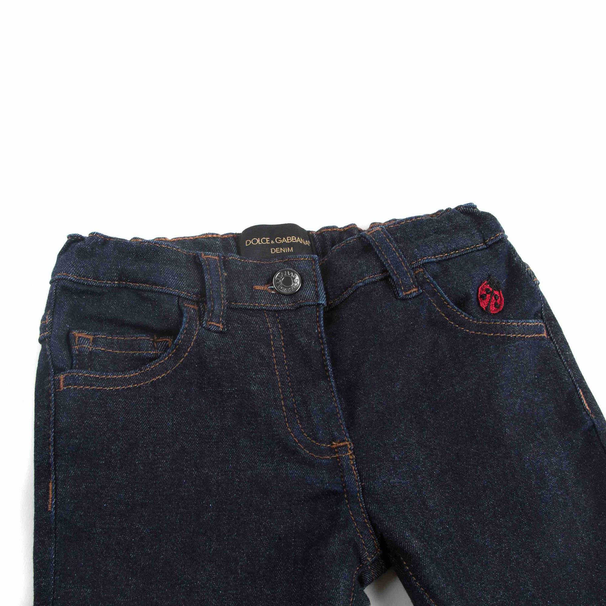 Girls Dark Blue Cotton Jeans