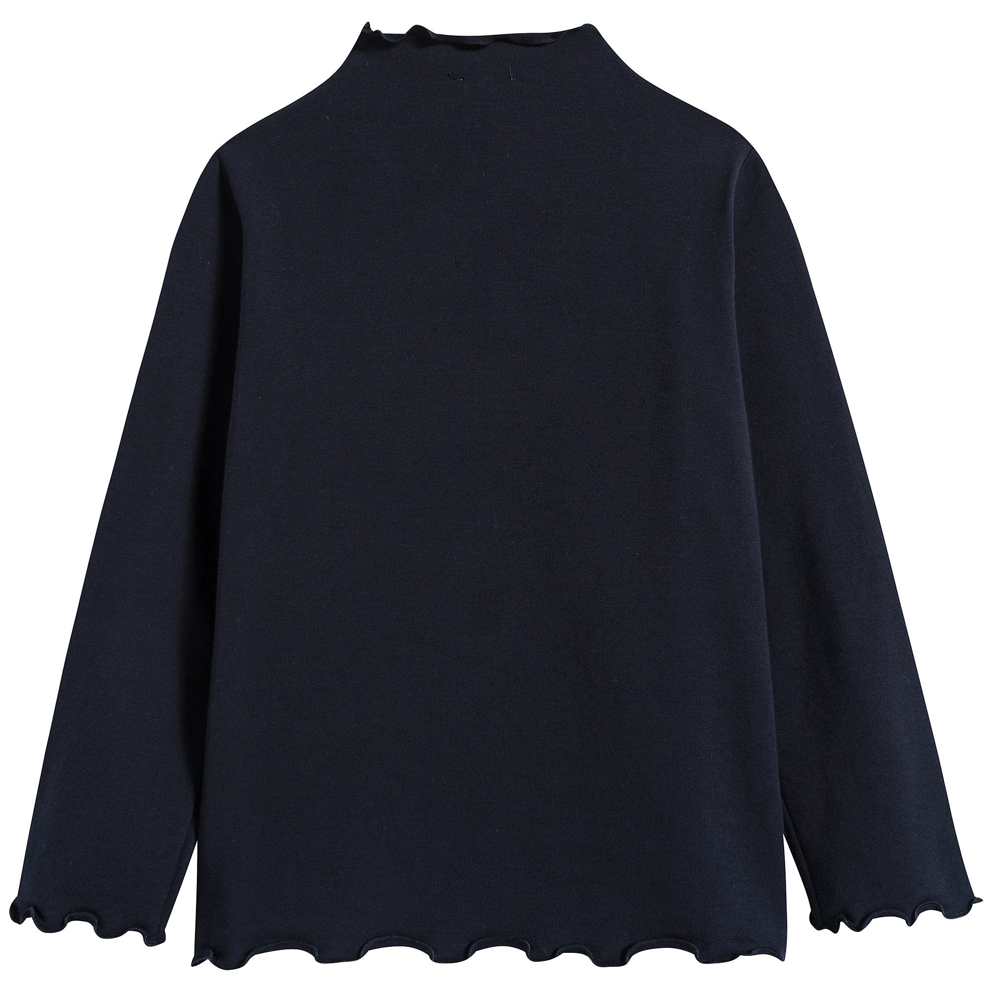 Girls Navy Blue Cotton T-shirt