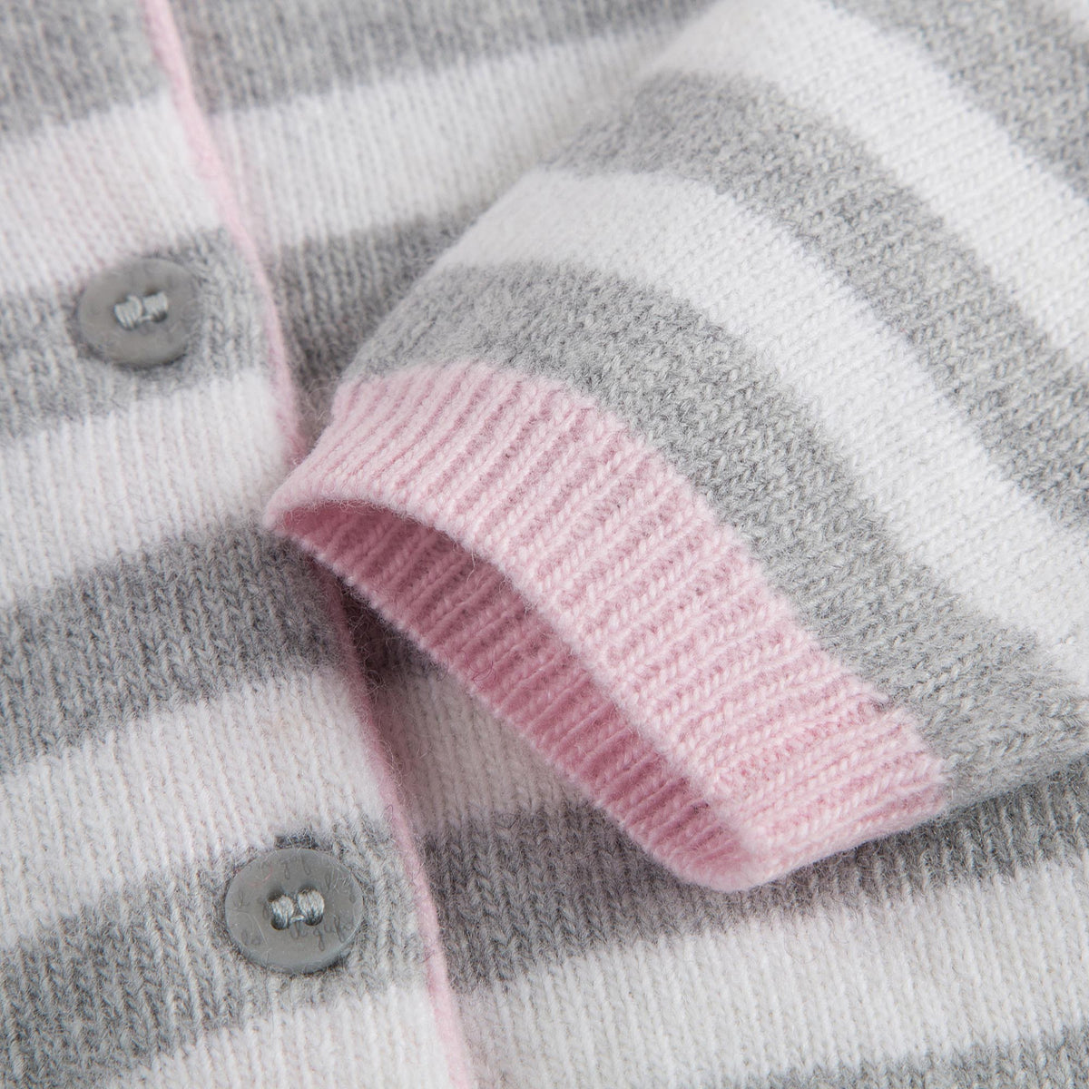 Gilet à rayures gris et blanc lait pour bébé fille