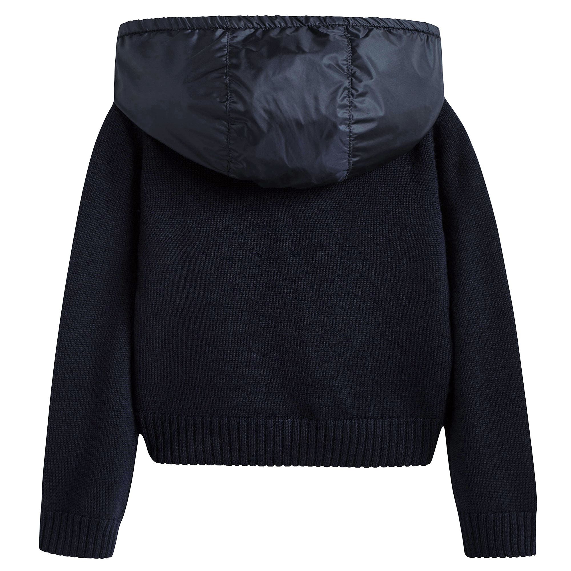 Girls Blue Knitted & Down Padded Zip-up Top