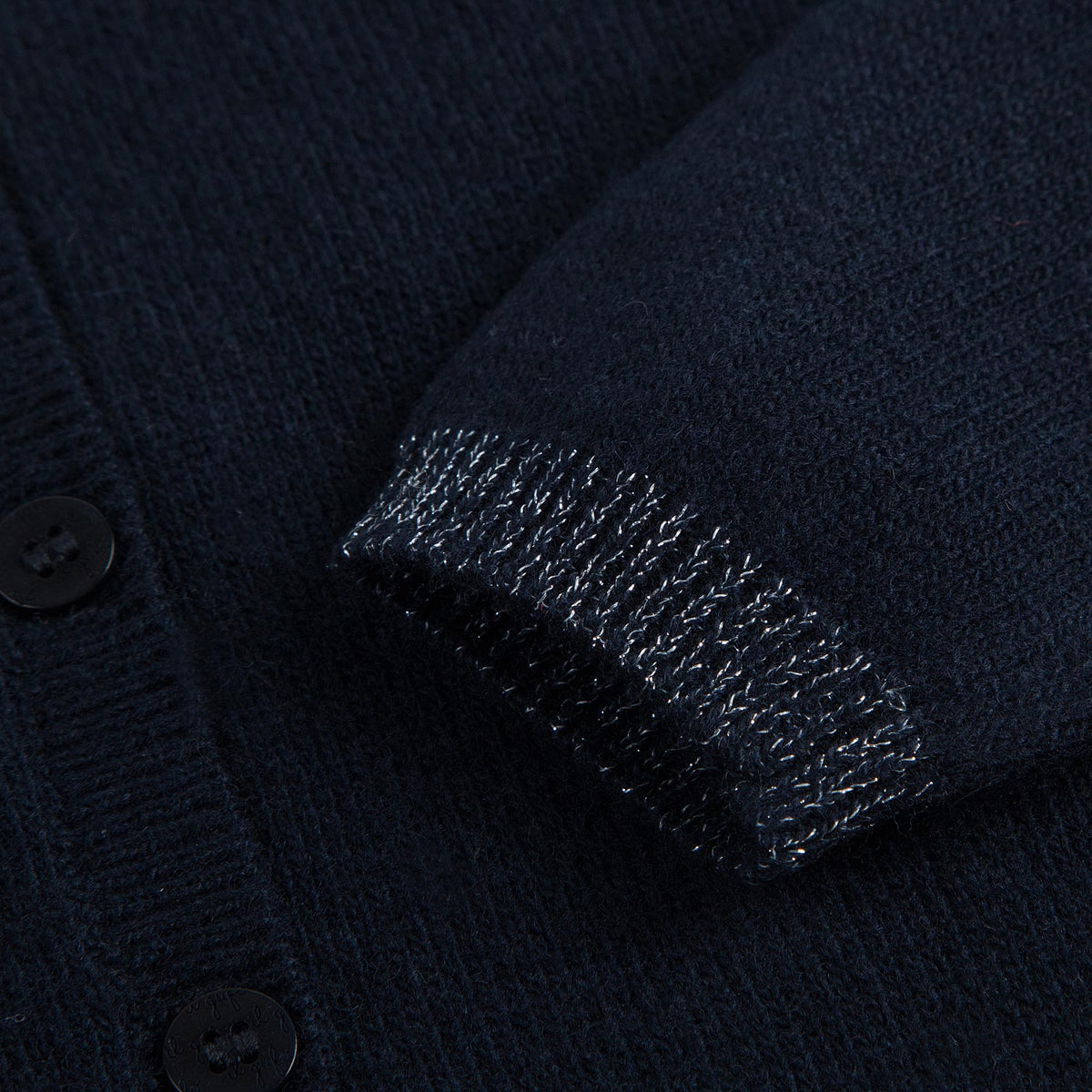 Gilet en laine bleu marine pour filles avec nœuds décoratifs argentés