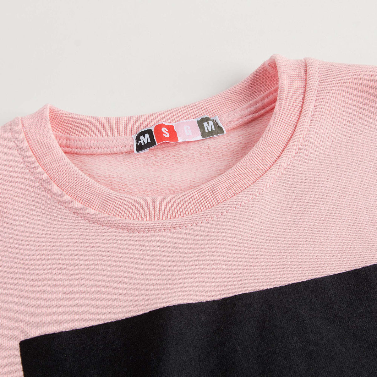 Sweat-shirt long en coton rose pour fille avec poignets côtelés